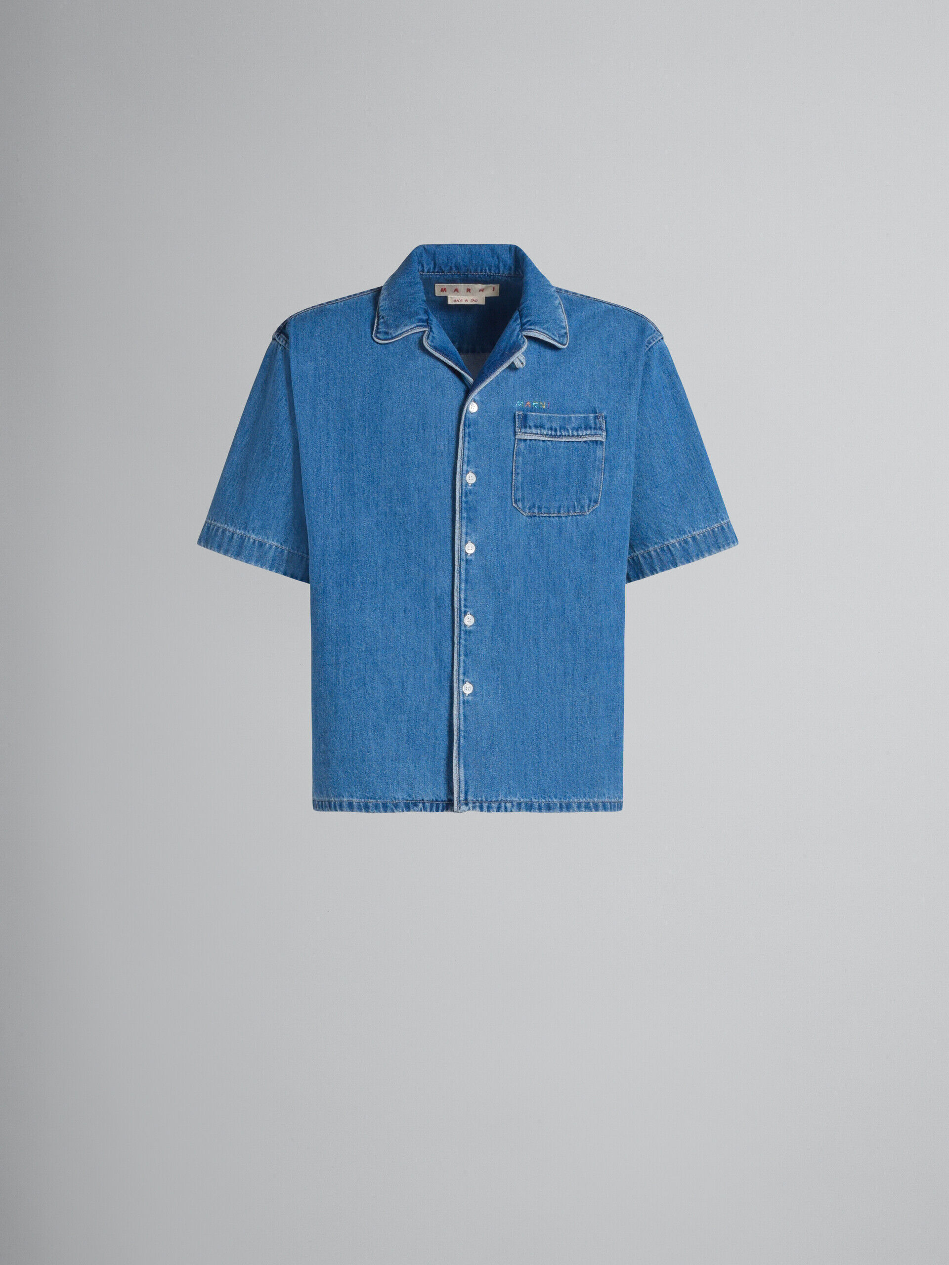 ブルー ライトデニム 半袖ボウリングシャツ（ボクシーフィット） | Marni