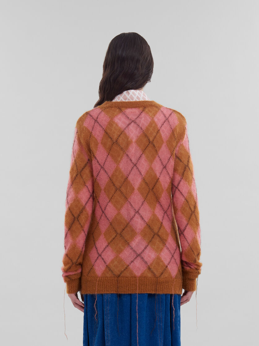 Maglione a rombi in mohair arancione con fili sciolti - Pullover - Image 3