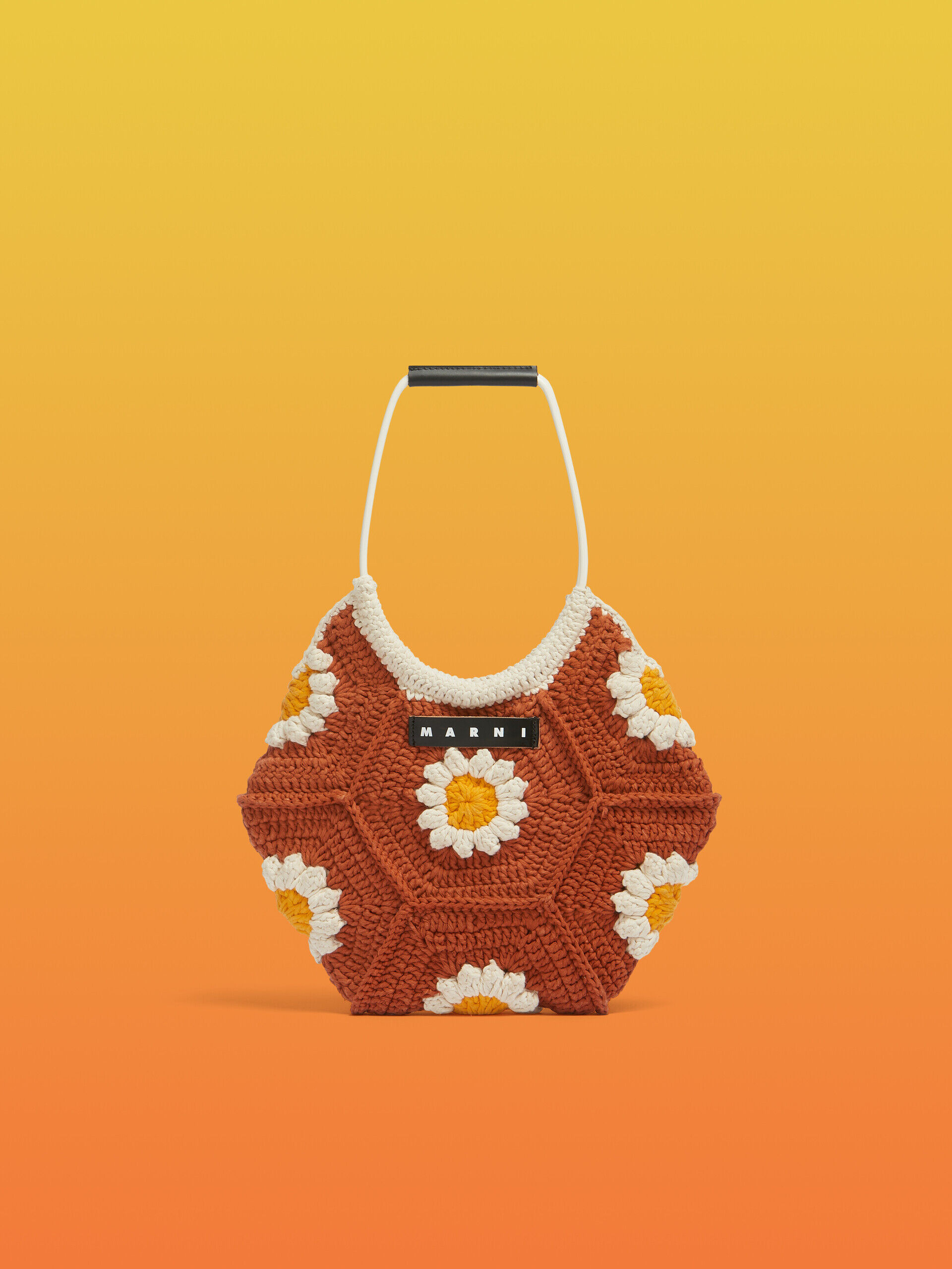 Brown flower cotton crochet MARNI MARKET handbag | Marni