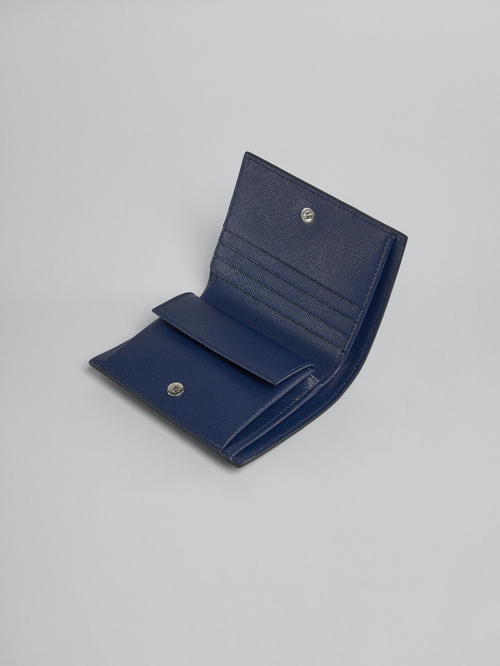 Blue saffiano leather bi-fold wallet | Marni