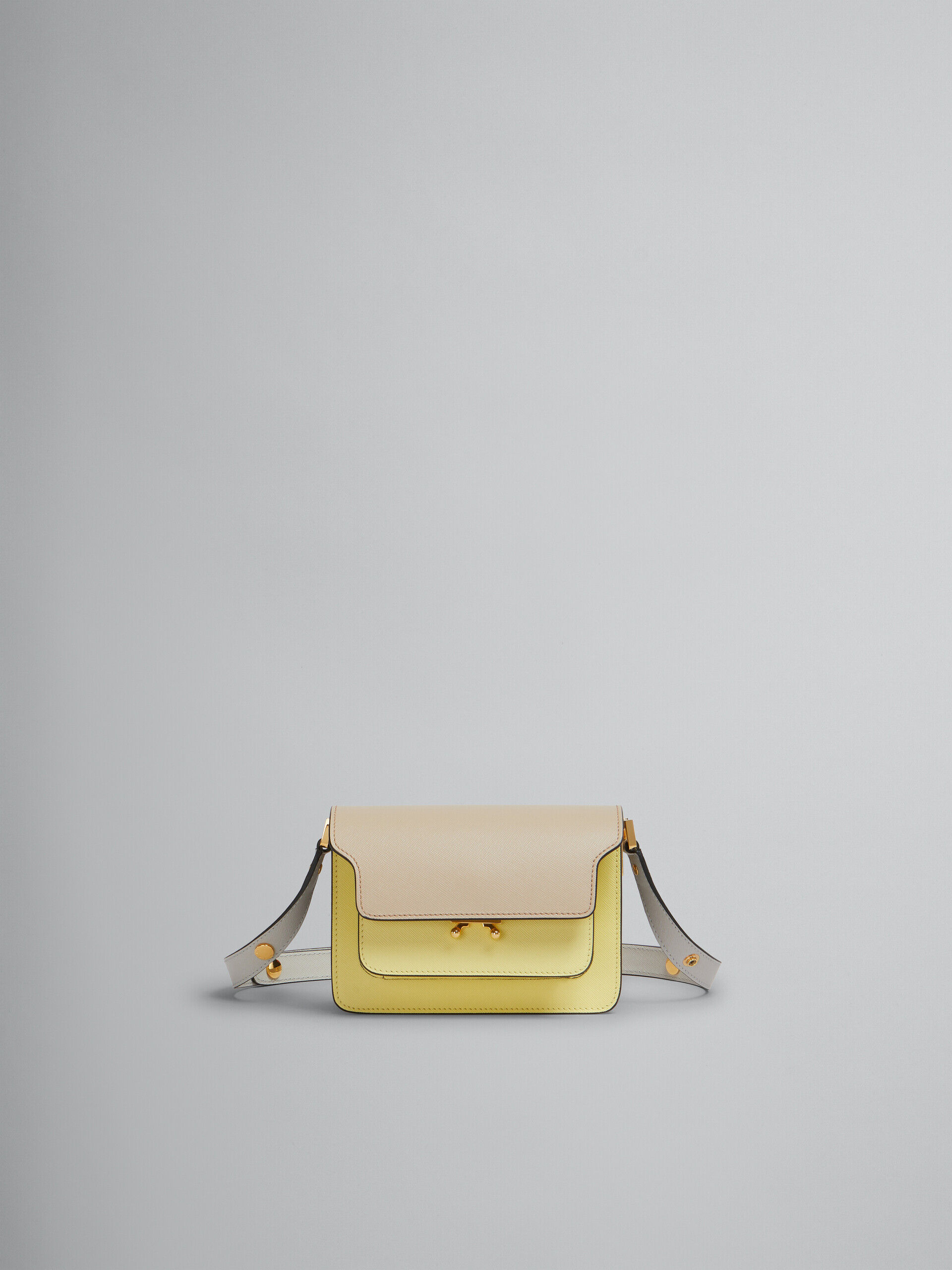 Tan yellow and grey saffiano leather mini Trunk bag | Marni