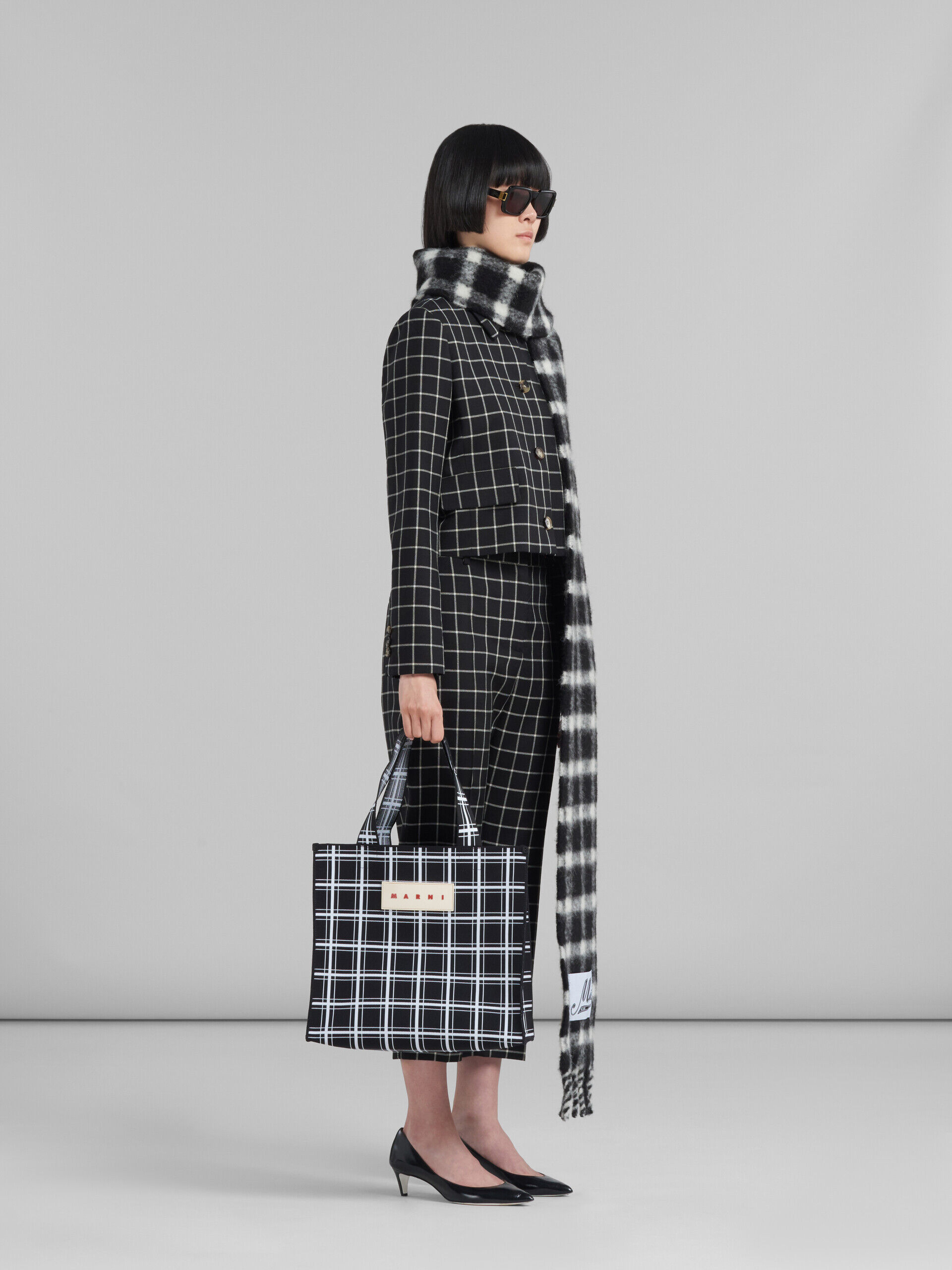Black checked wool trousers | Marni