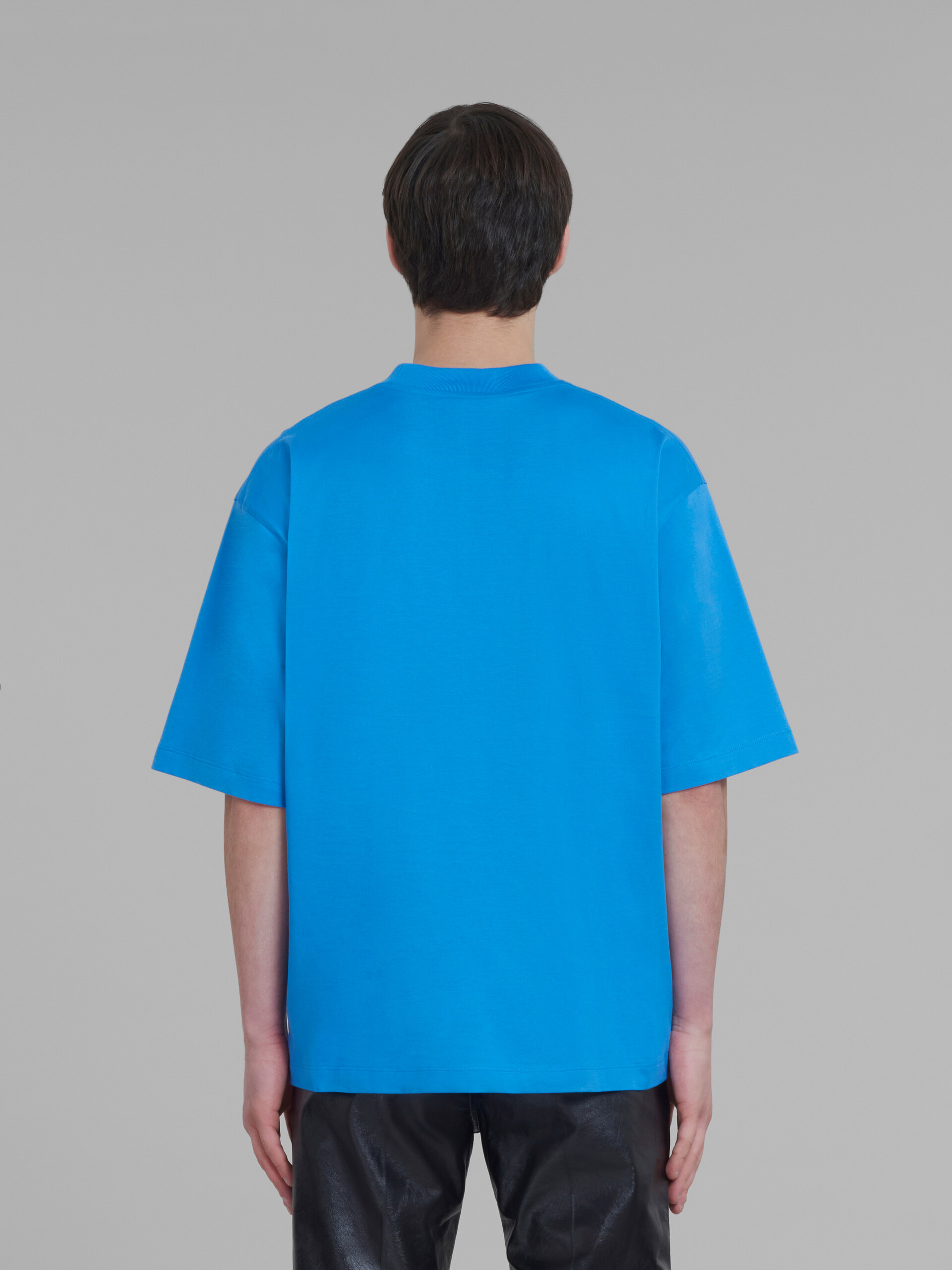 Blue cotton T-shirt with Marni Whirl print