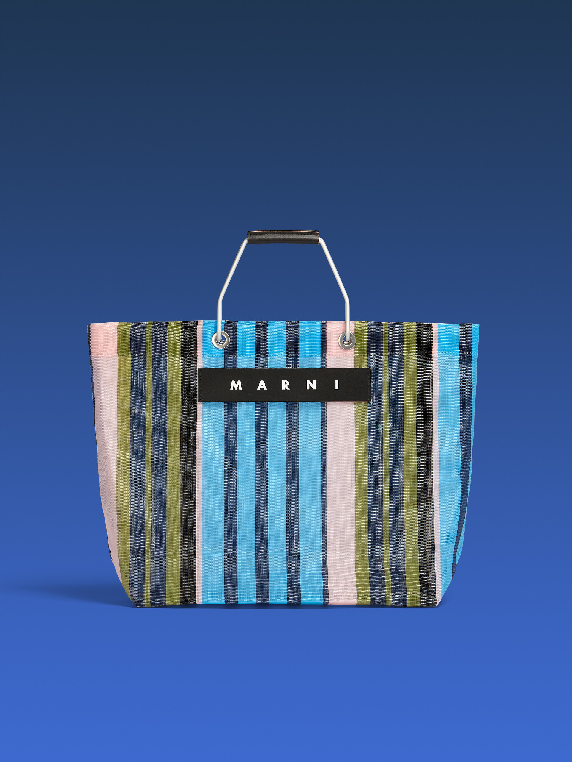 MARNI MARKET STRIPE BAG マルチカラーブルー | vrealitybolivia.com