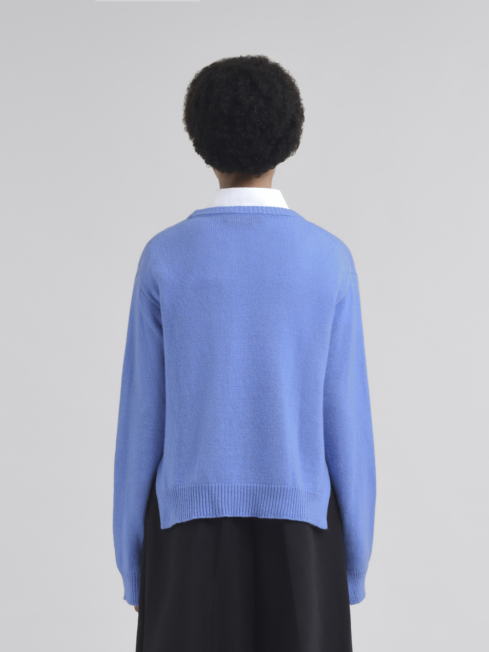 Maglione boxy in cashmere indaco con ricamo Marni Symbol - Pullover - Image 3