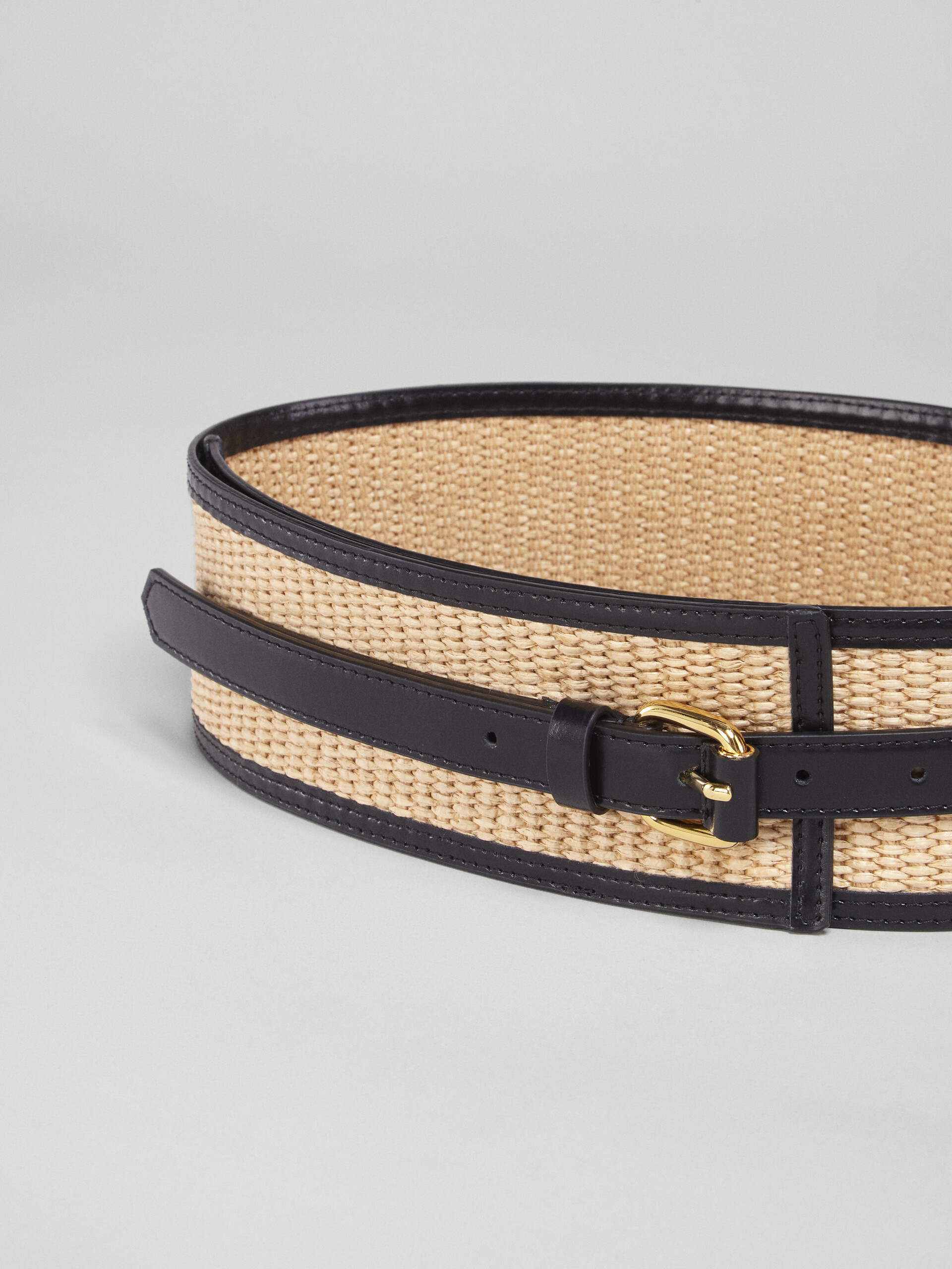 Black leather and raffia belt | Marni