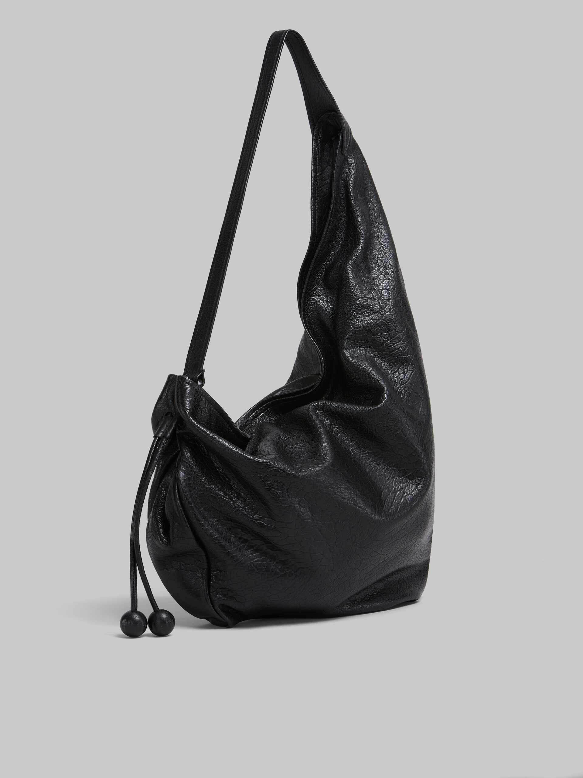 Borsa Hobo grande in nappa nera - Borse a spalla - Image 5