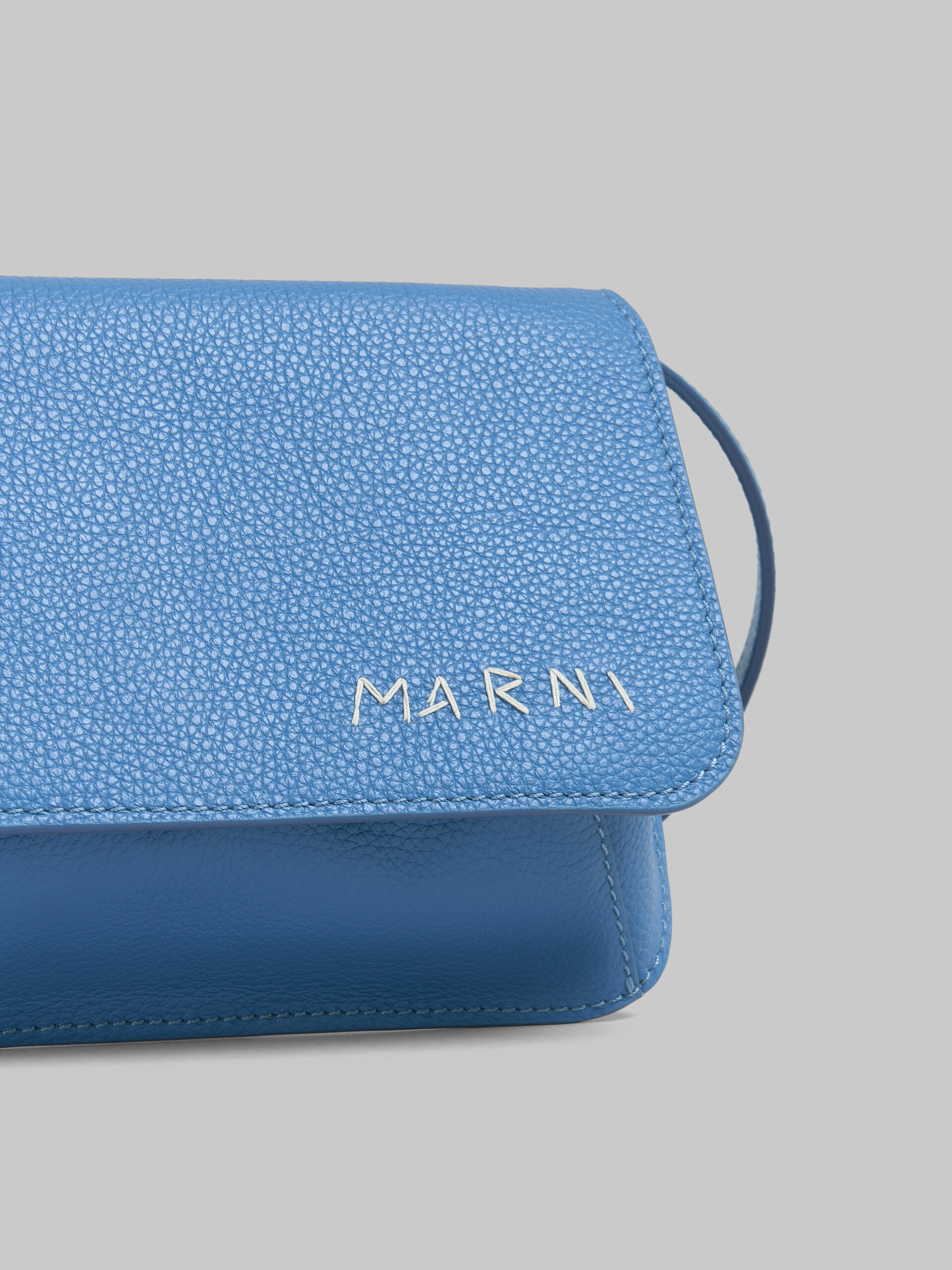 Blue leather shoulder bag with Marni mending | Marni