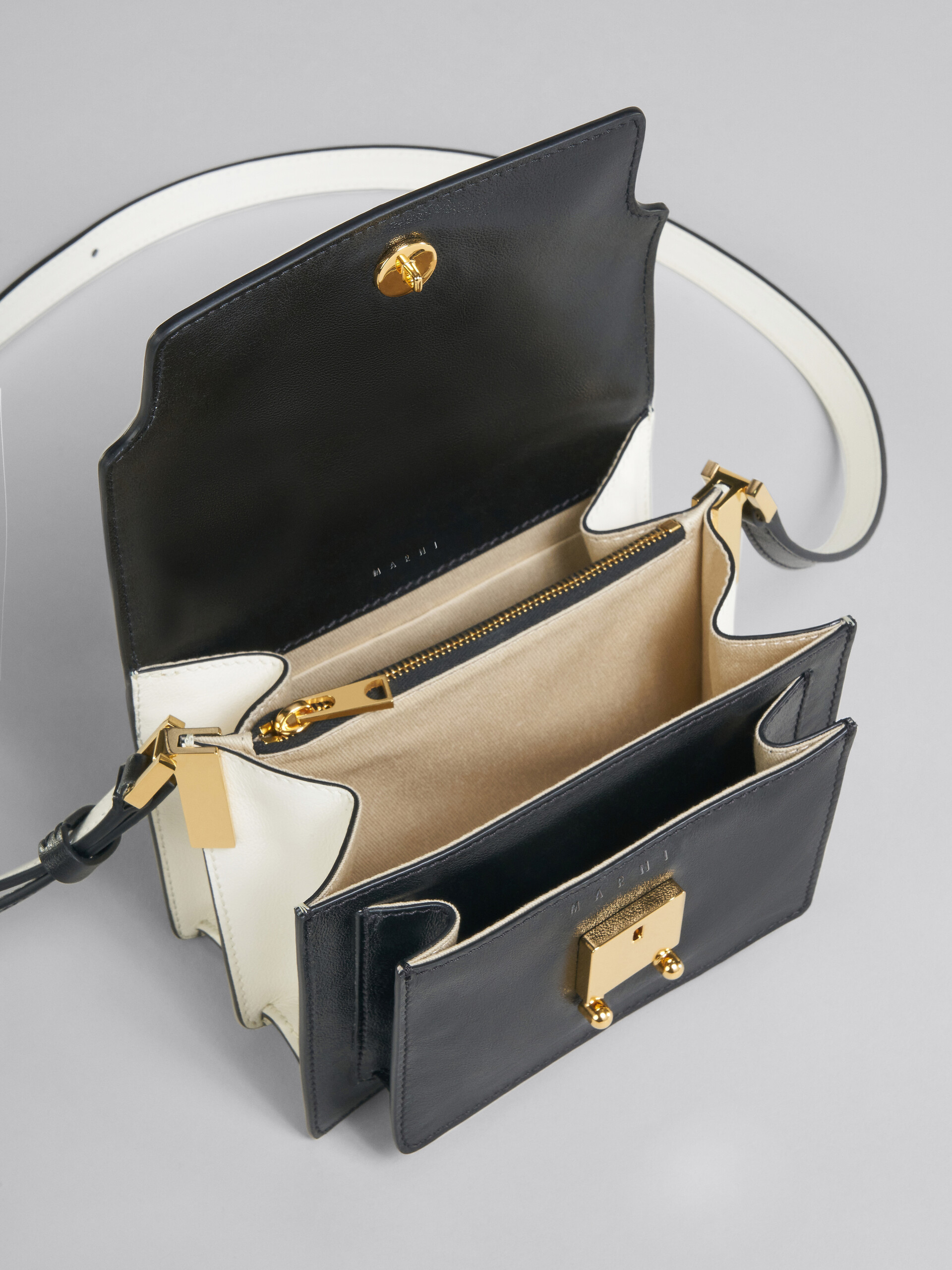 Trunk Soft Mini Leather Shoulder Bag in White - Marni