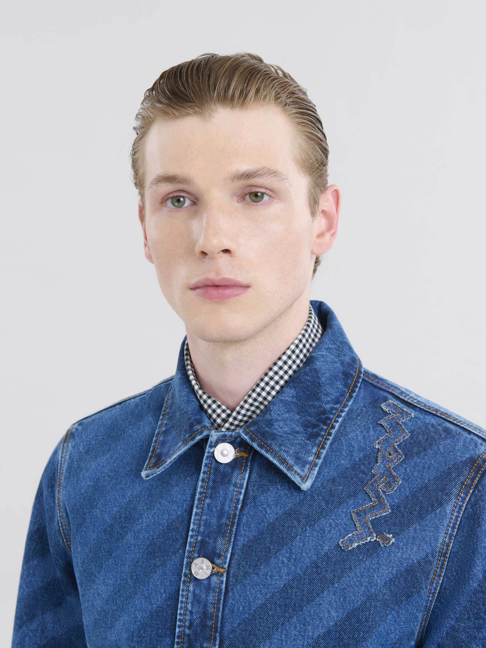 Giacca in denim blu a righe - Giacche - Image 4