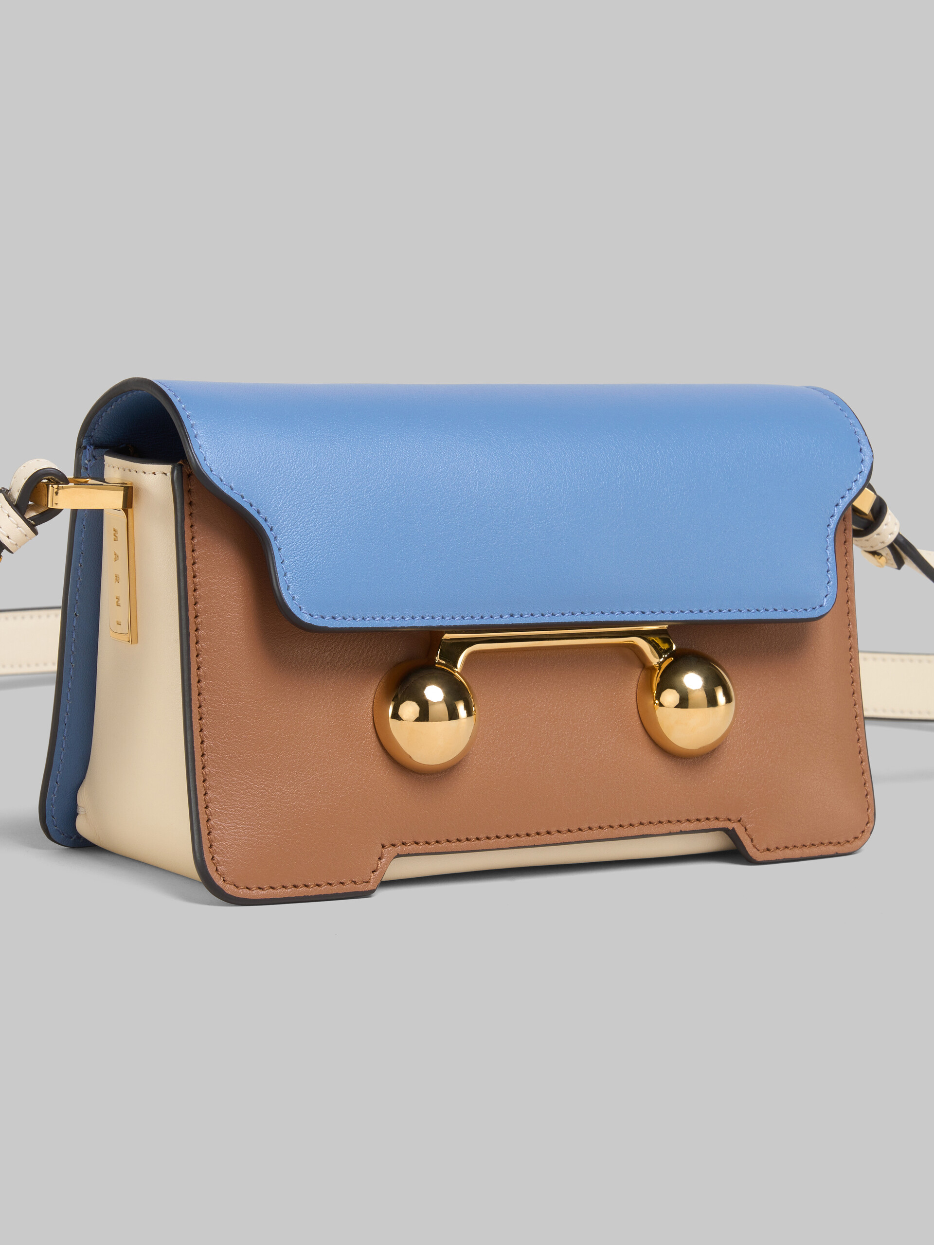 Borsa a spalla Trunkaroo Mini in pelle blu, beige e azzurra - Borse a spalla - Image 5