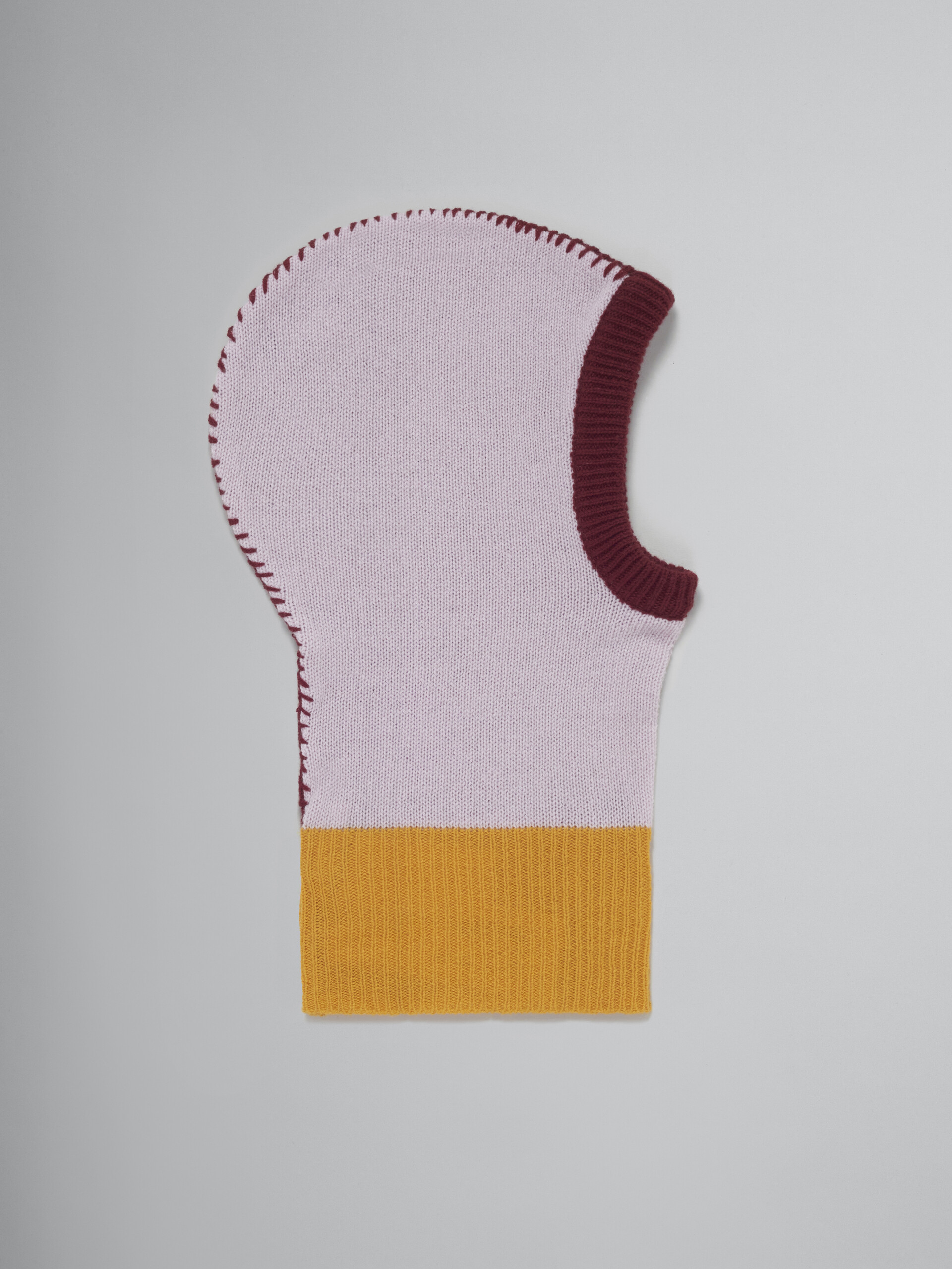 Passamontagna in cashmere rosa color block