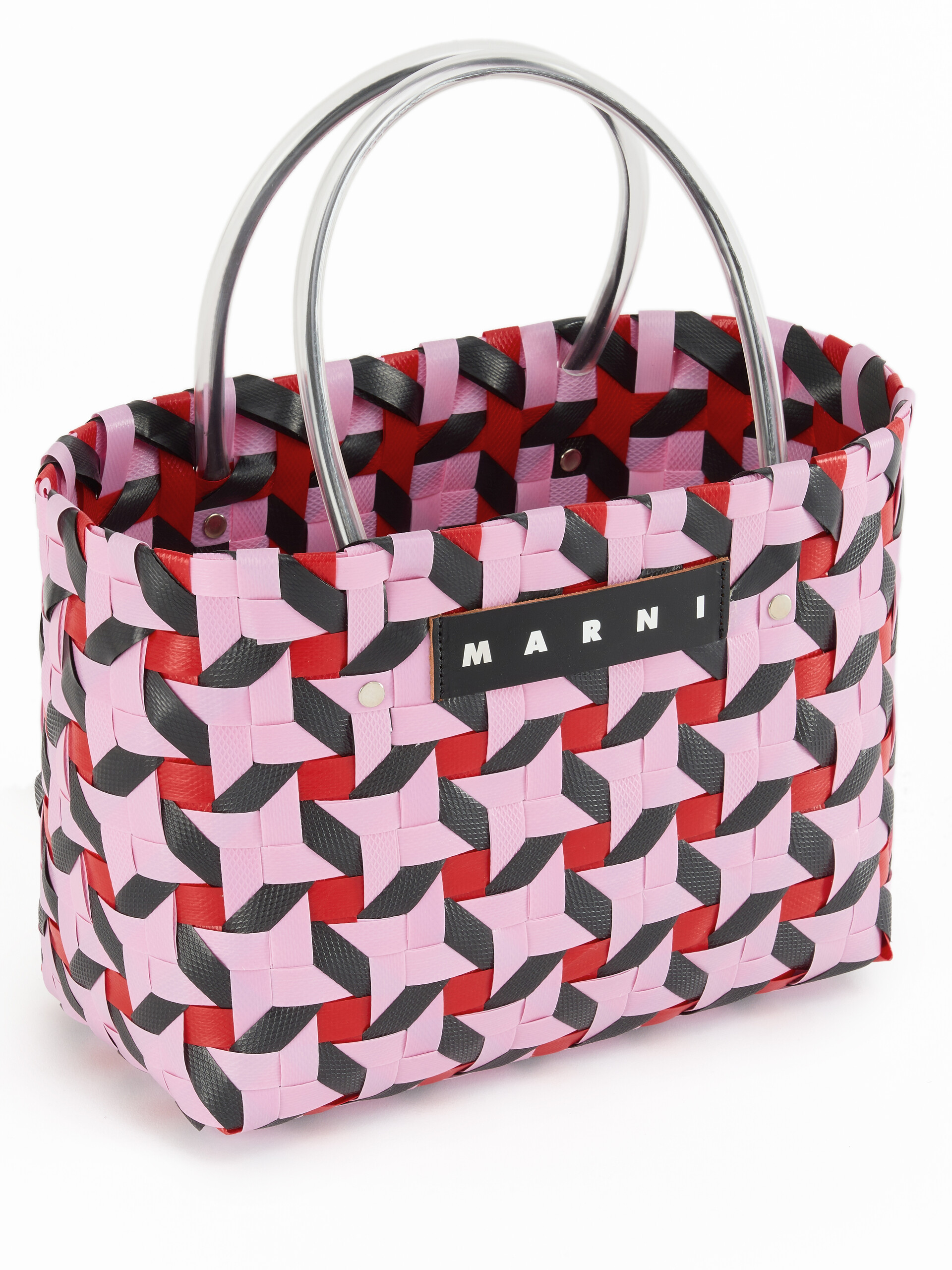 Borsa MARNI MARKET MINI BASKET in intrecciato rosa - Borse shopping - Image 4