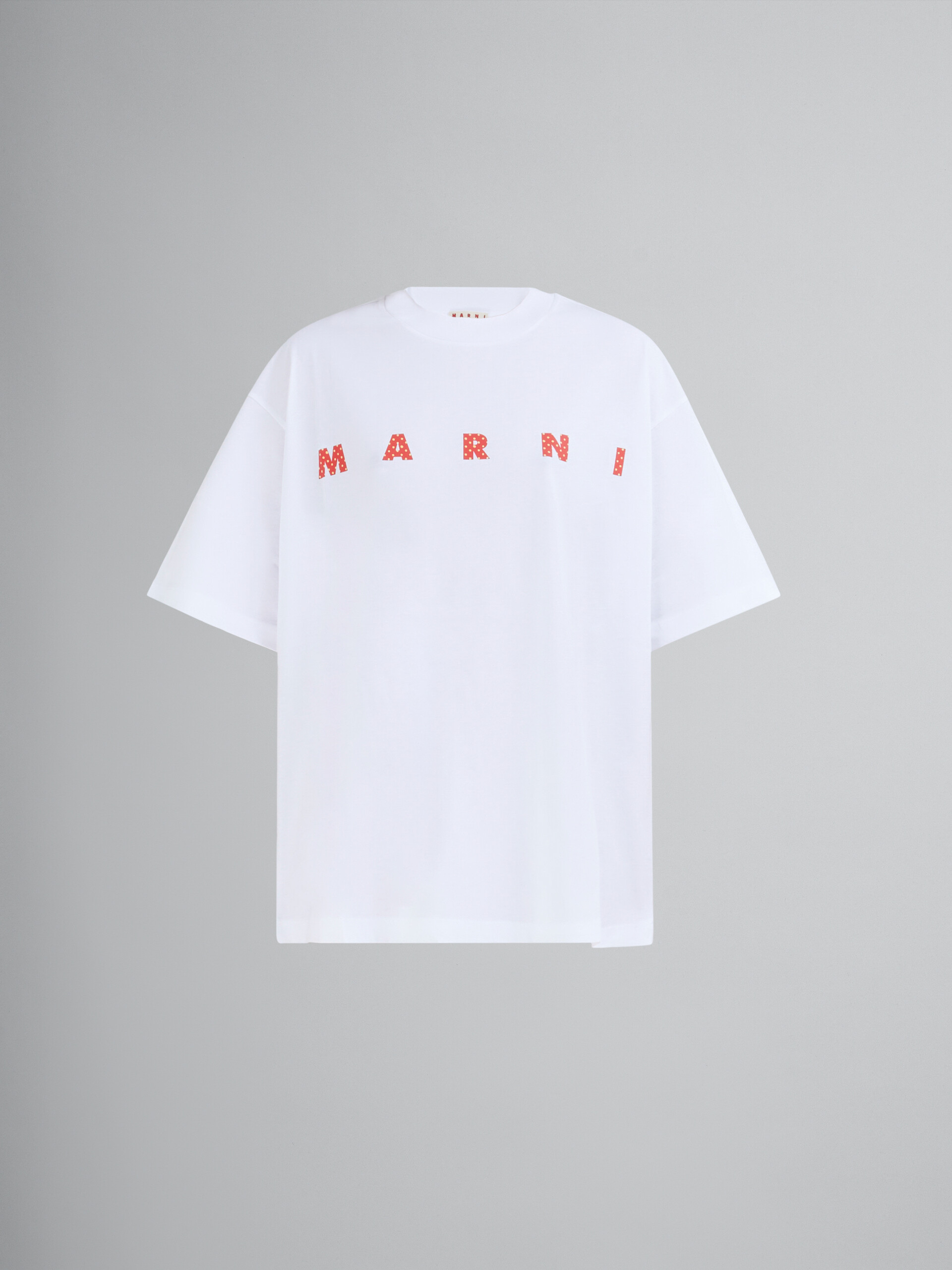 White bio-cotton T-shirt with polka dot logo | Marni