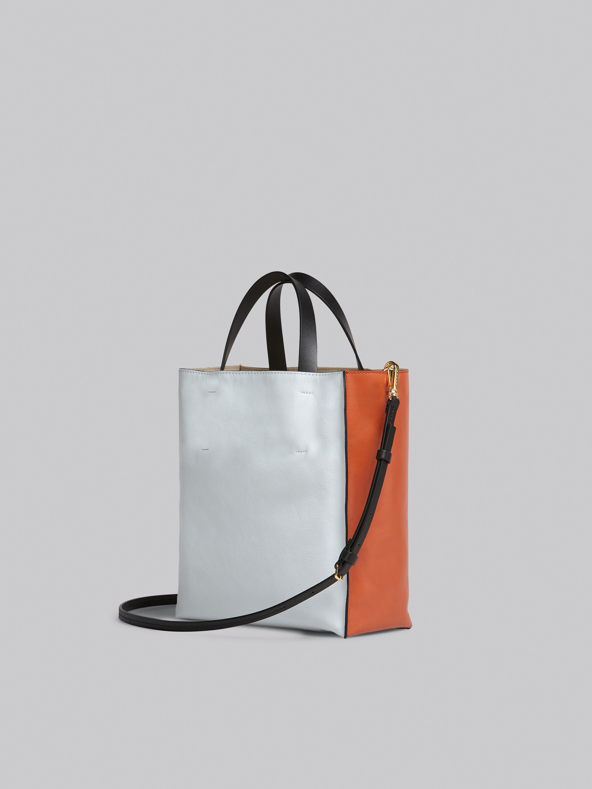 Brown pale blueblack tumbled leather MUSEO SOFT bag | Marni