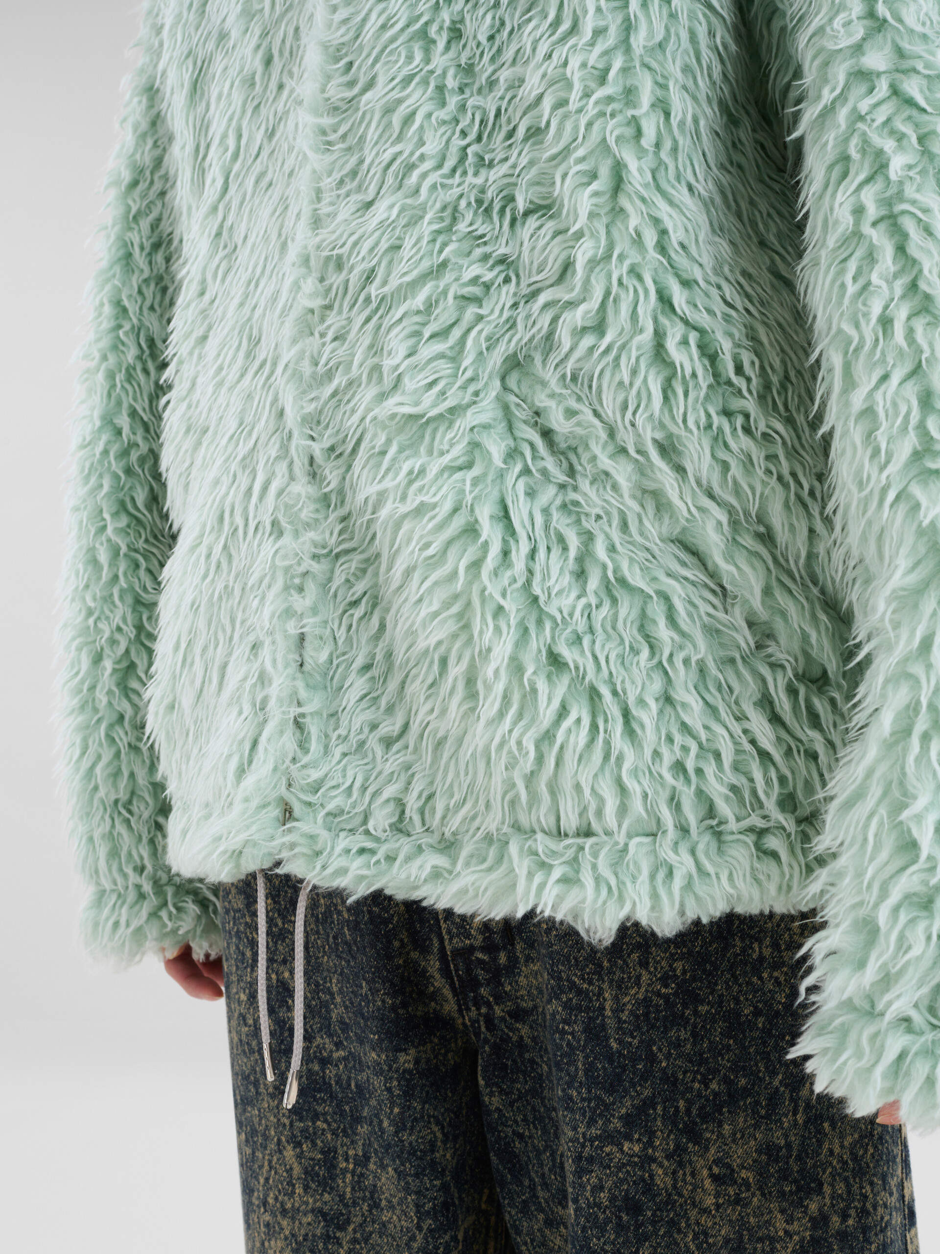 Green shaggy jacket with detachable hood - Jackets - Image 5