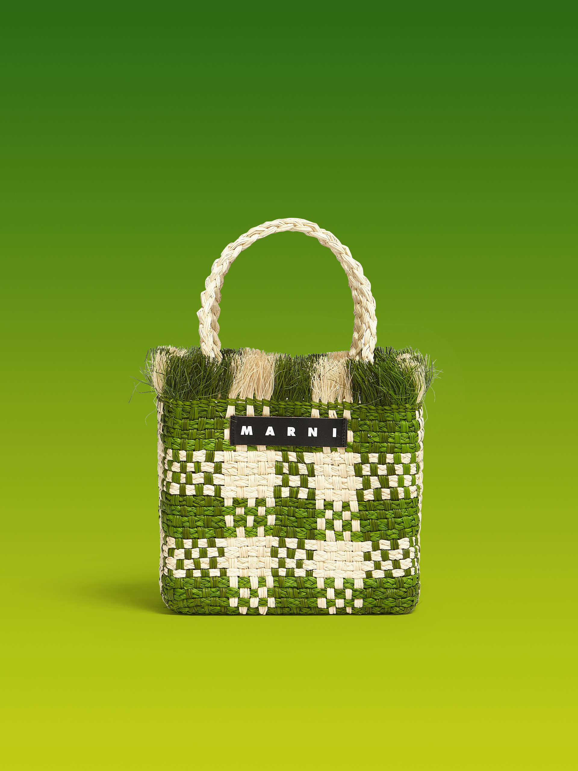 Borsa MARNI MARKET piccola in fibra naturale viola - Borse shopping - Image 1