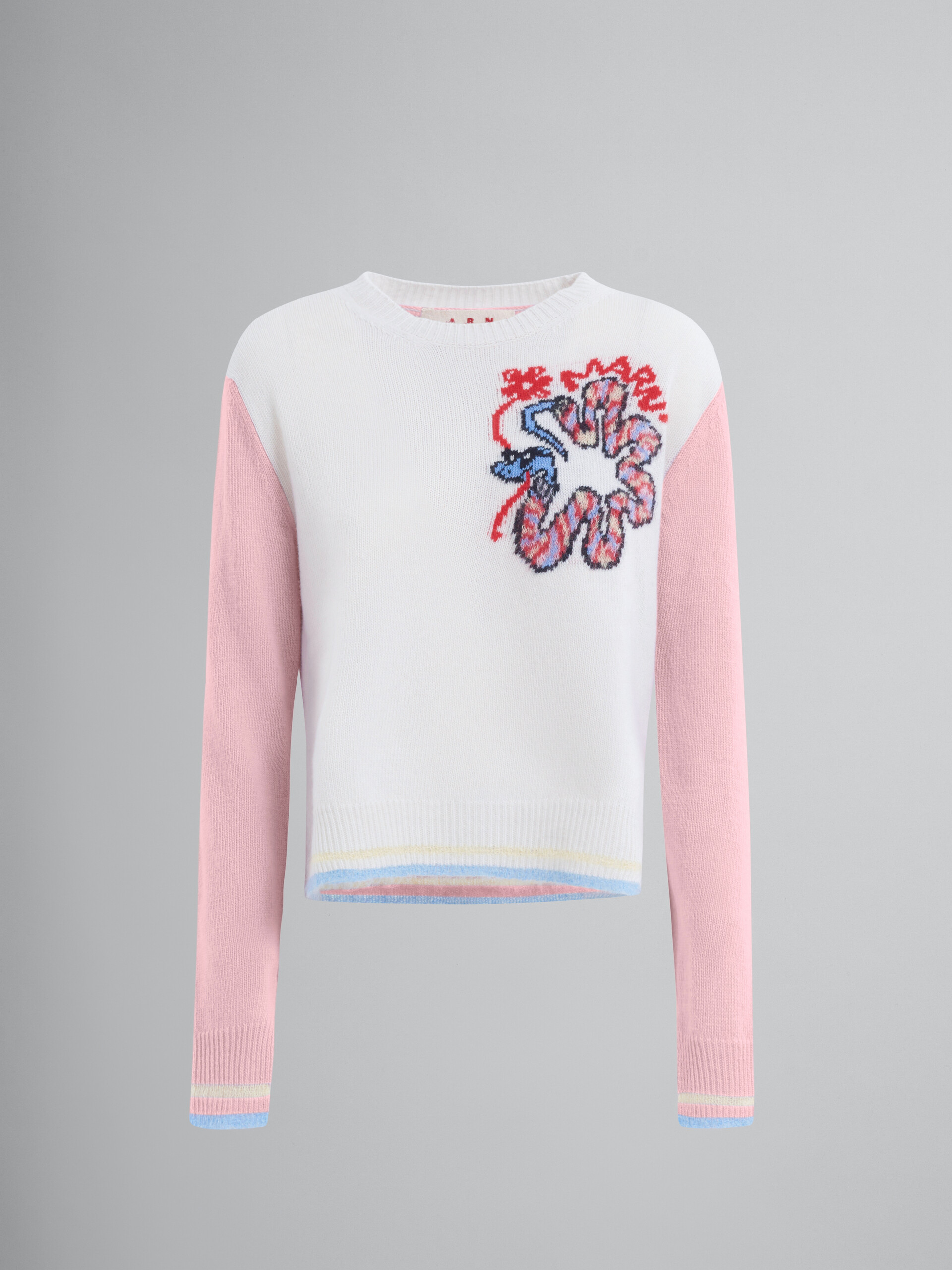 Maglia in lana bianca con motivo serpente jacquard - Pullover - Image 1