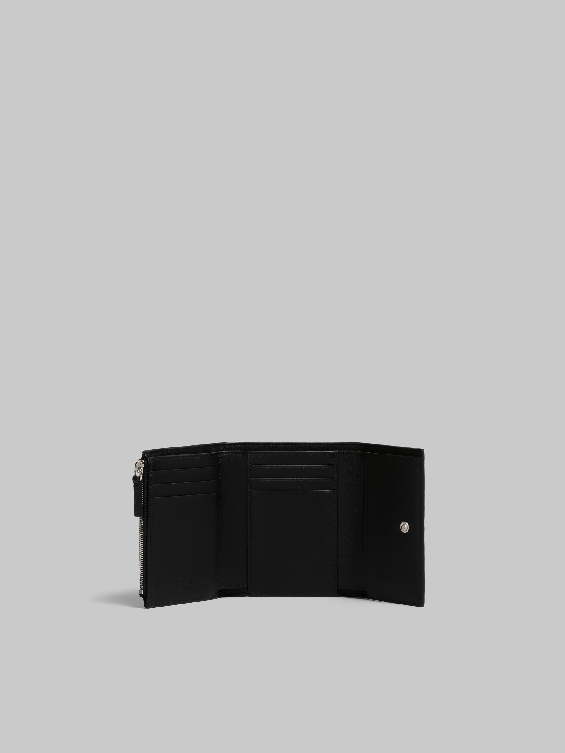 Black leather trifold wallet with Marni Mending - Wallets - Image 2