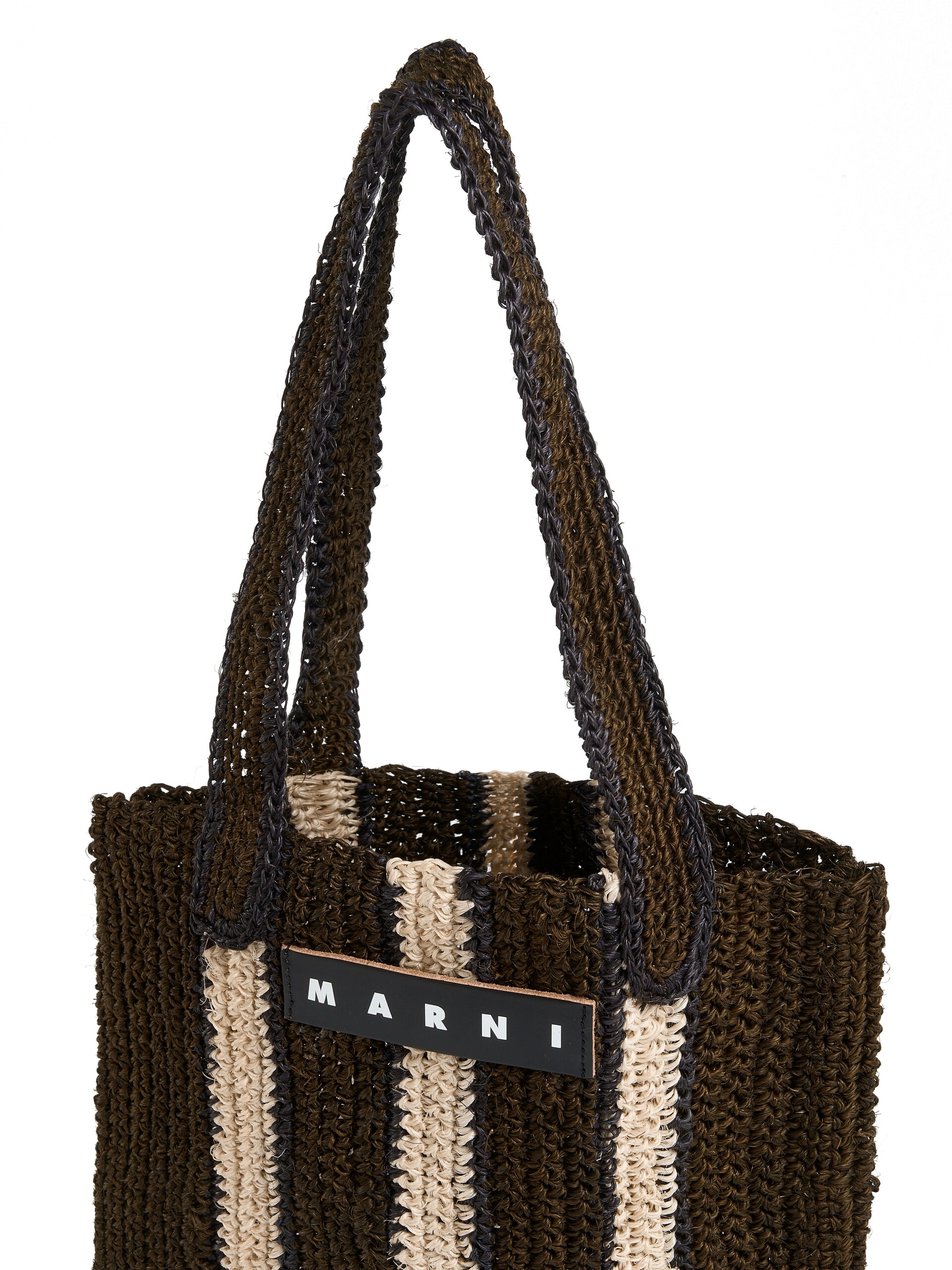 グリーン&ベージュストライプ MARNI MARKET FIQUE クロシェバッグ | Marni