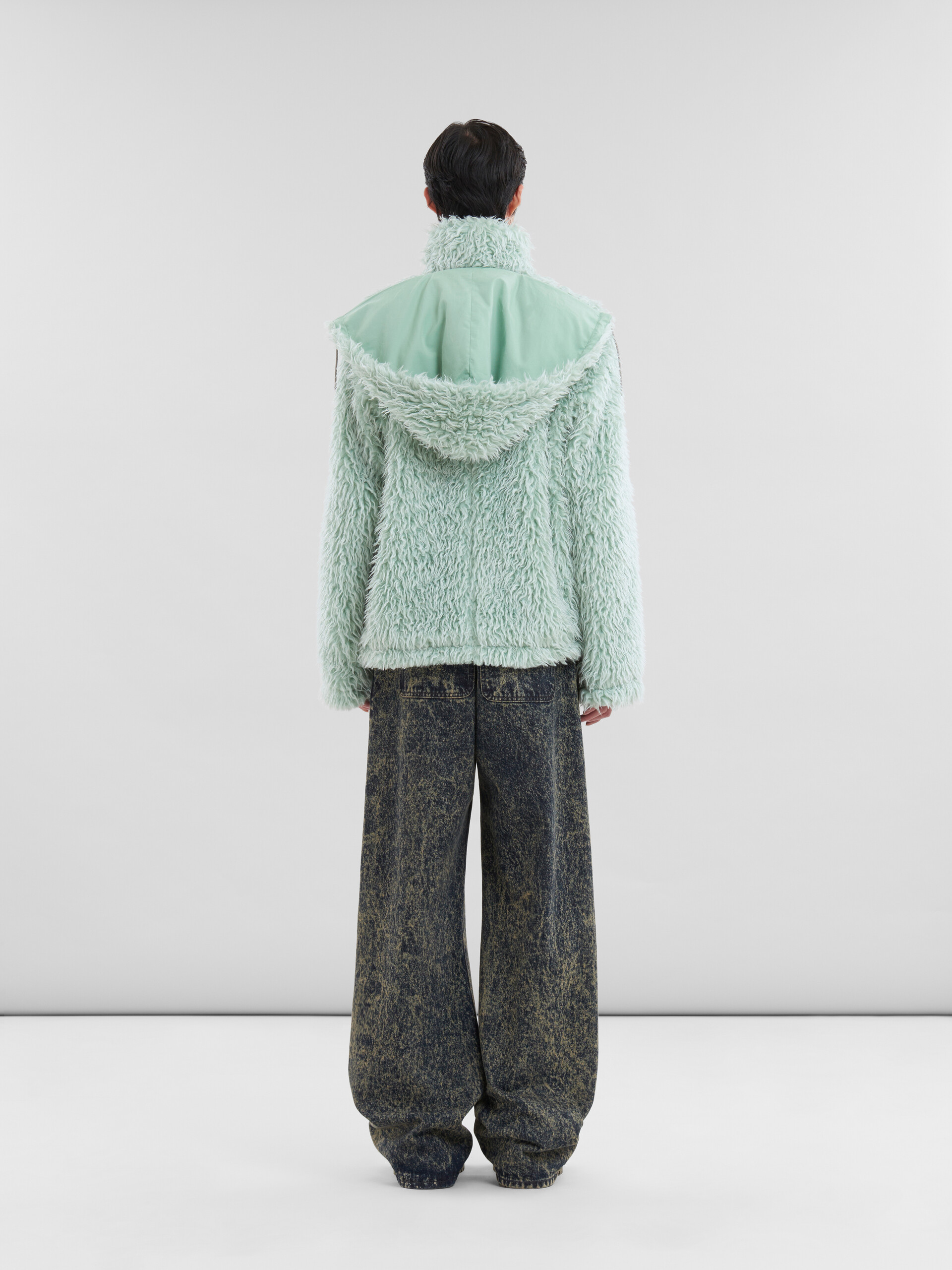 Green shaggy jacket with detachable hood - Jackets - Image 3