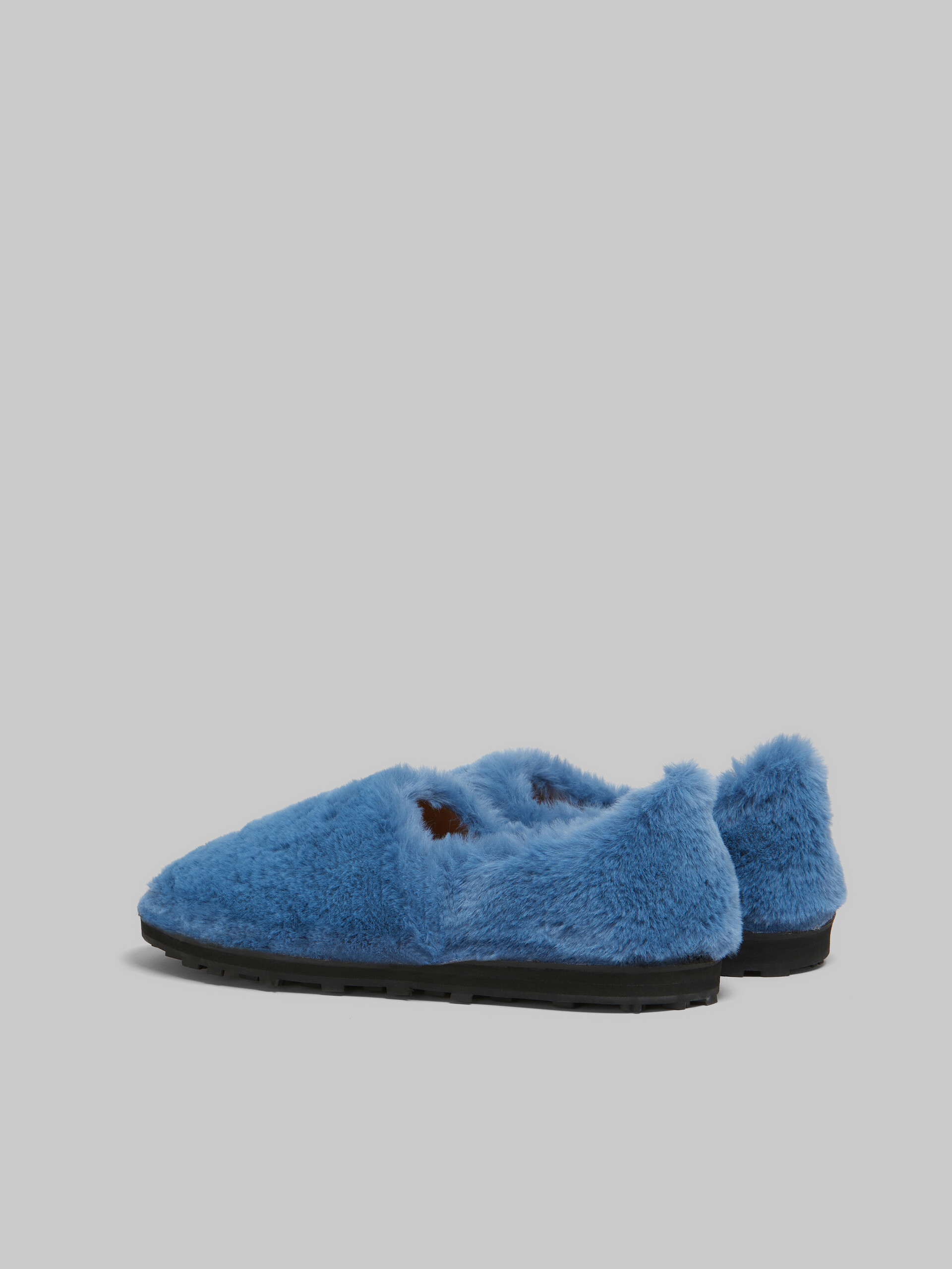 Mocassino slip on blu effetto pelliccia - Mocassini - Image 3