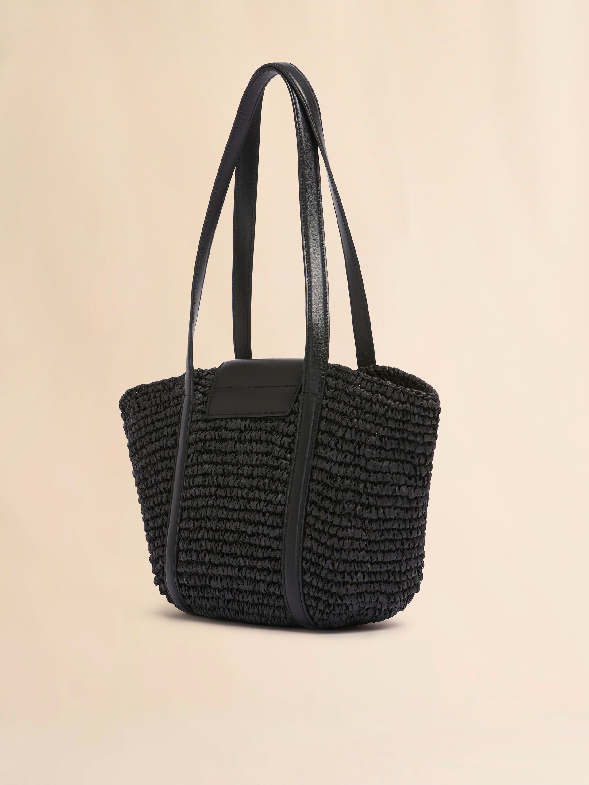 Tote bag da spiaggia Trunkaroo piccola in rafia nera - Borse shopping - Image 3