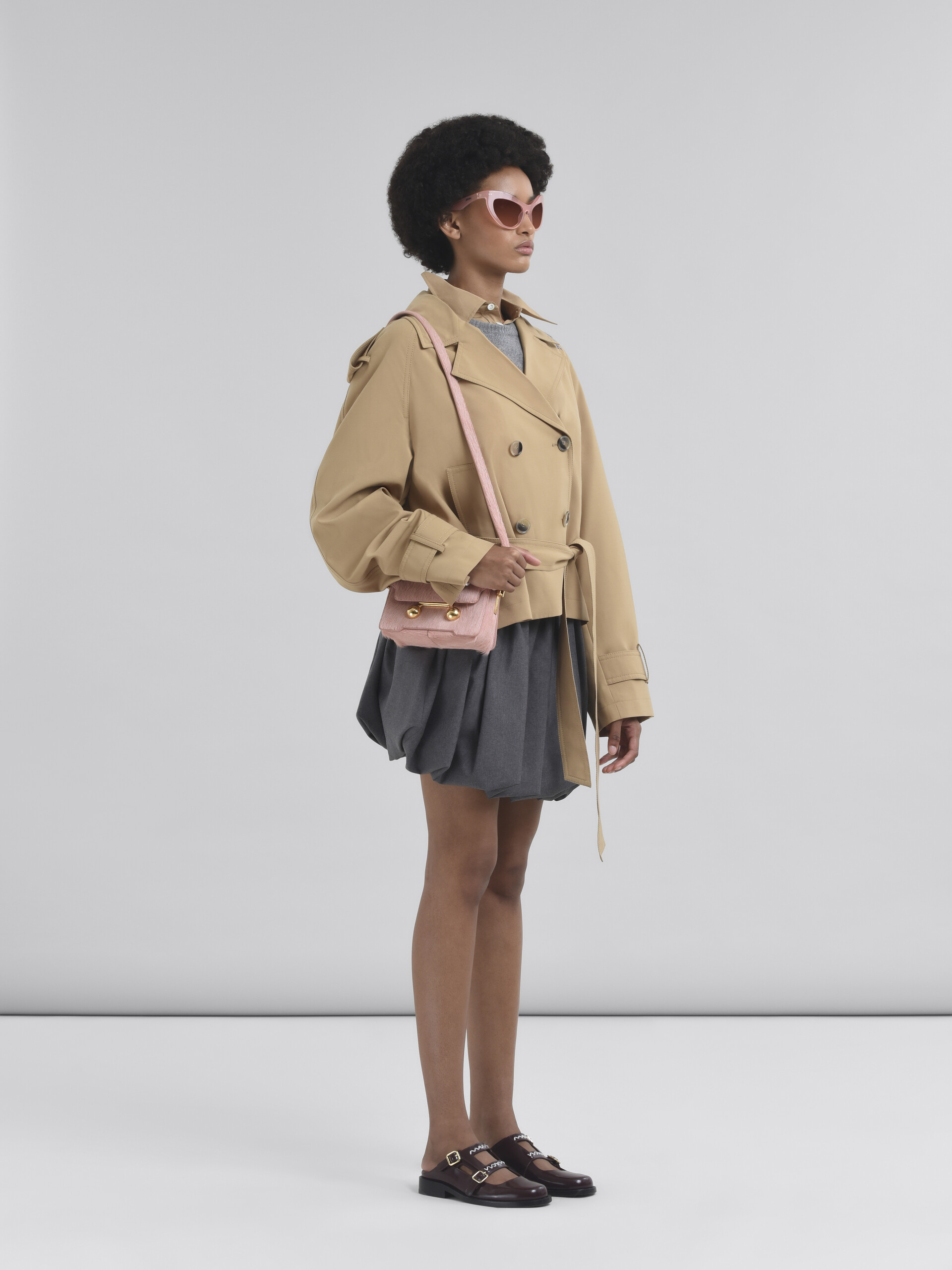 Trench corto in mista lana beige con ricamo Marni Symbol - Giacche - Image 6