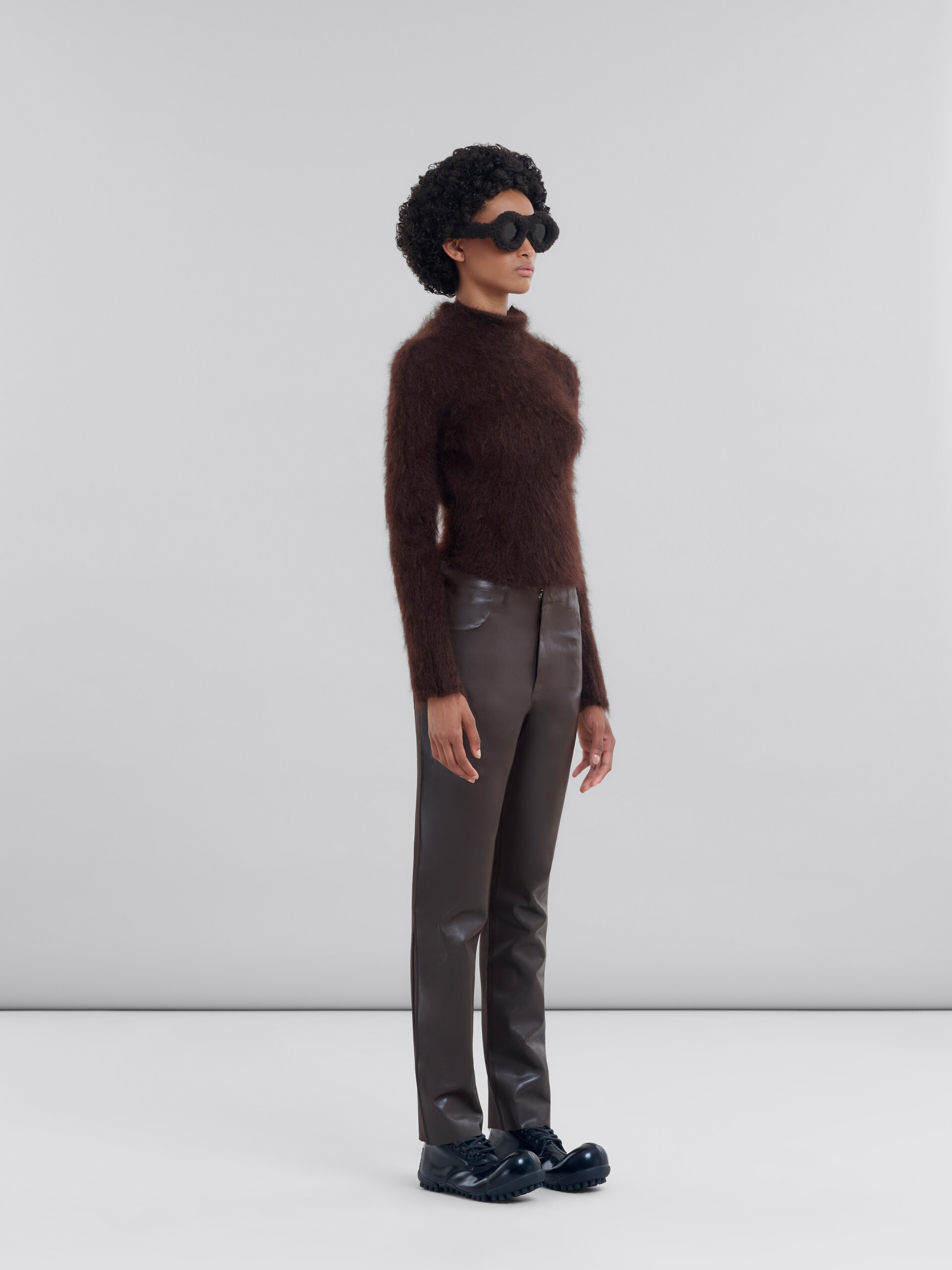 Dolcevita in mohair spazzolato marrone - Pullover - Image 5