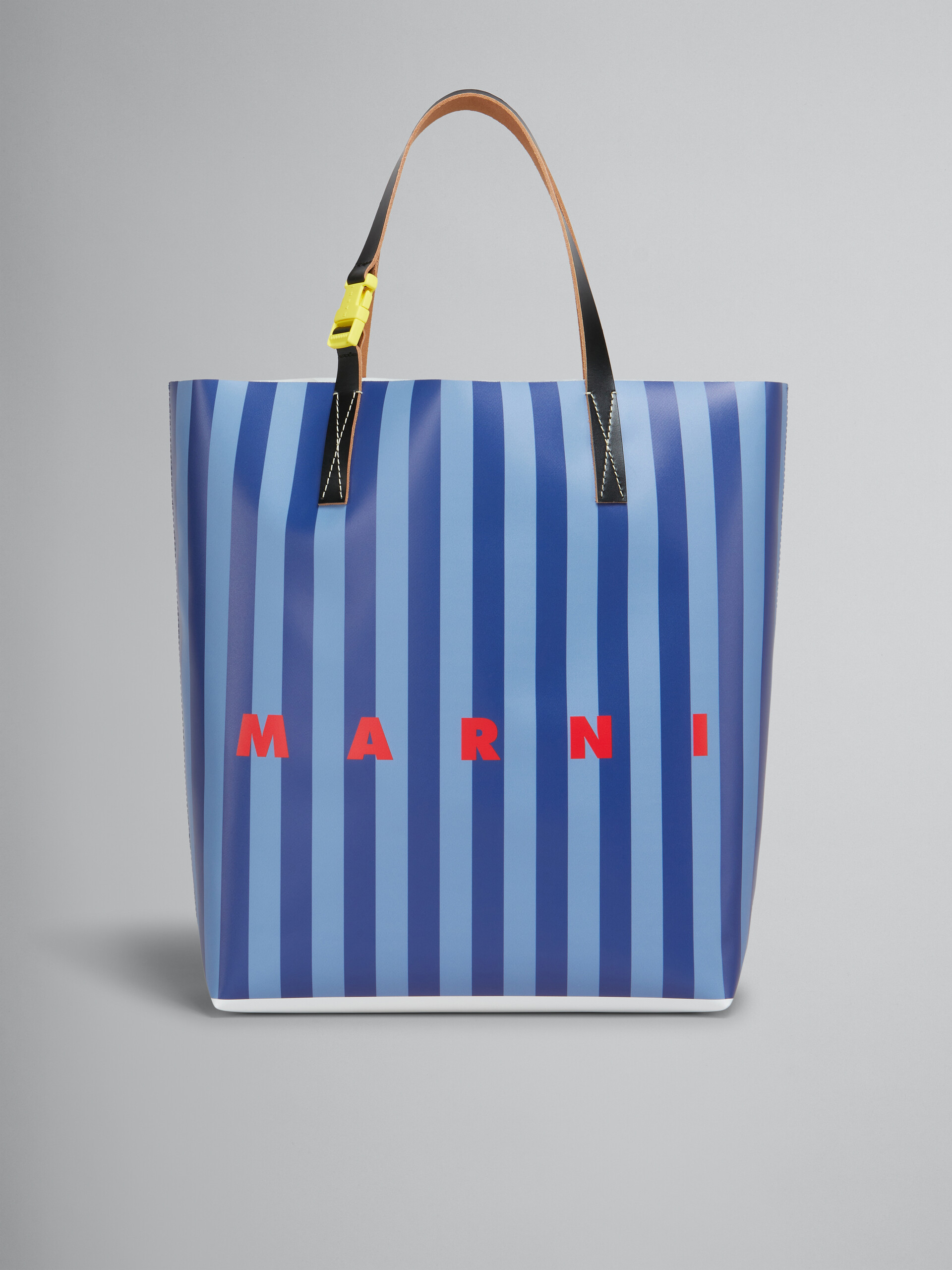 Tribeca shopping bag a righe blu con logo Marni - Borse shopping - Image 1