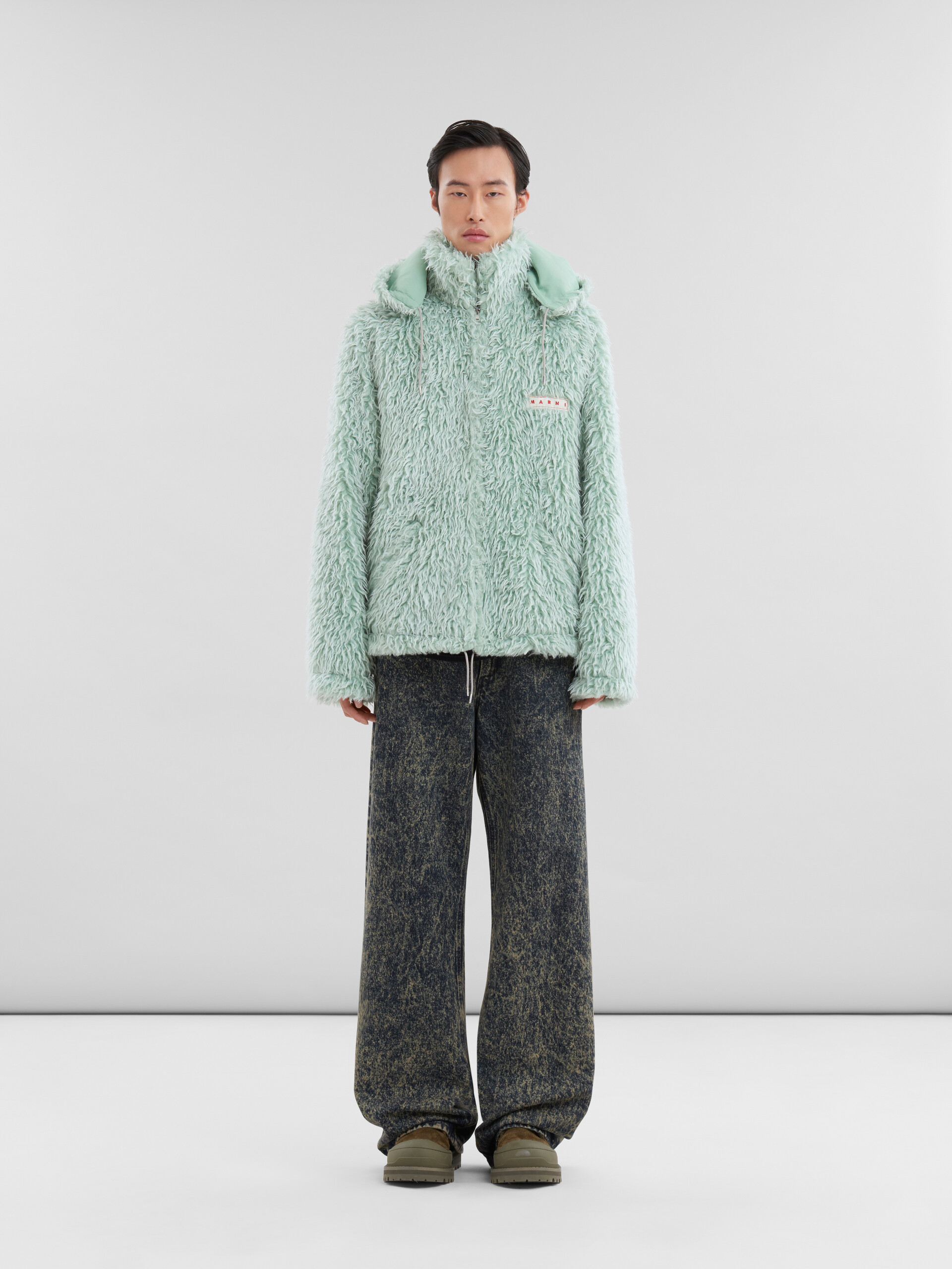 Green shaggy jacket with detachable hood - Jackets - Image 2