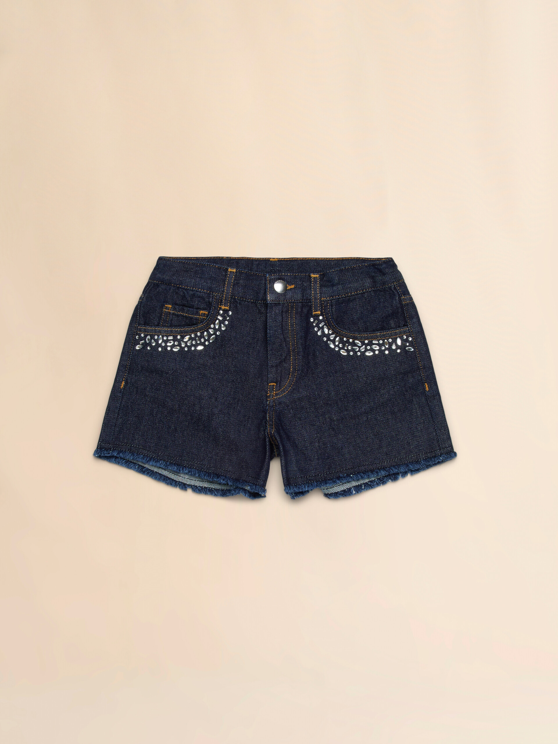 Shorts in denim scuro con rhinestones - Pantaloni - Image 1