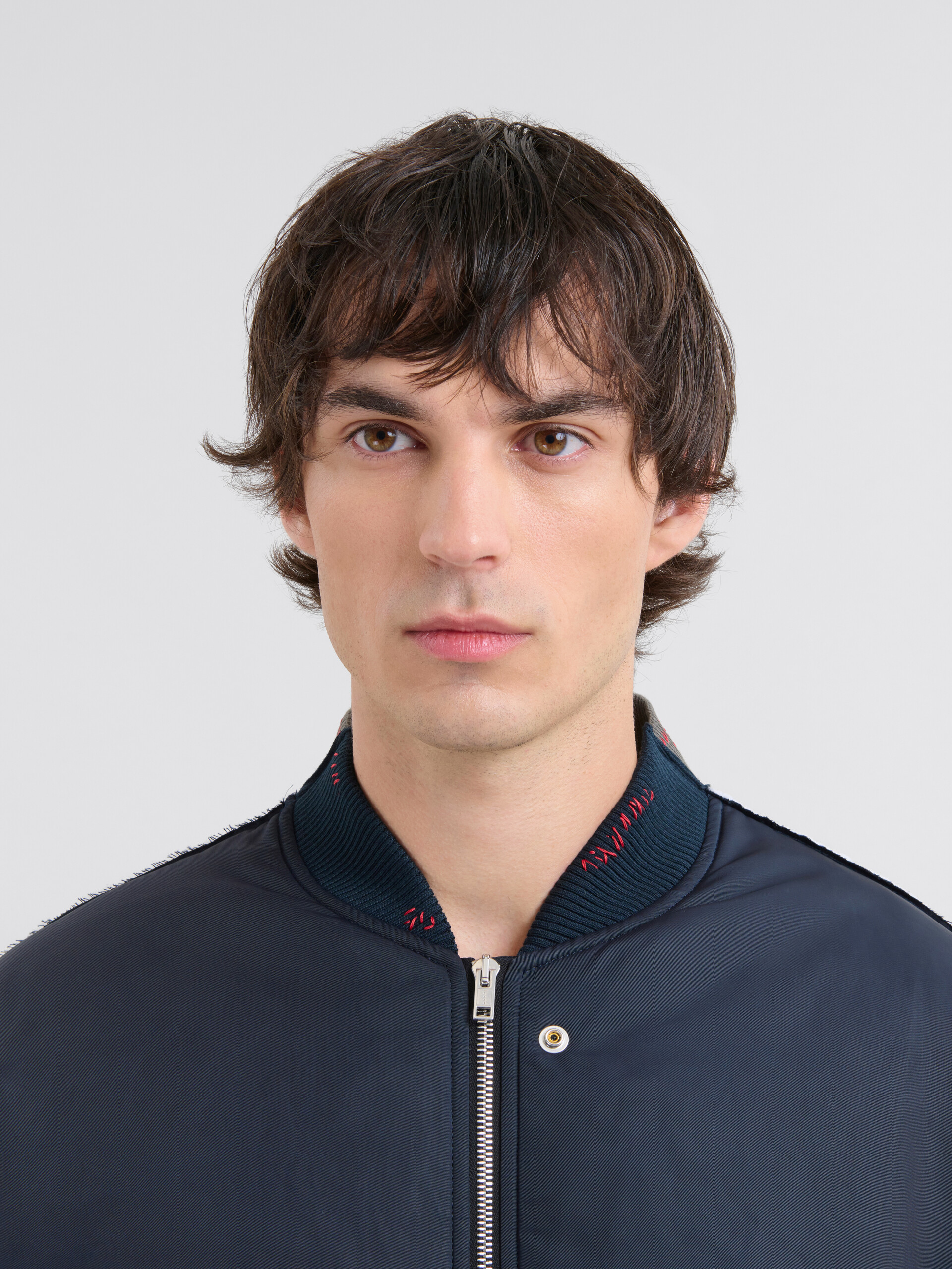 Bomber in twill blu scuro con retro a contrasto - Giacche - Image 4