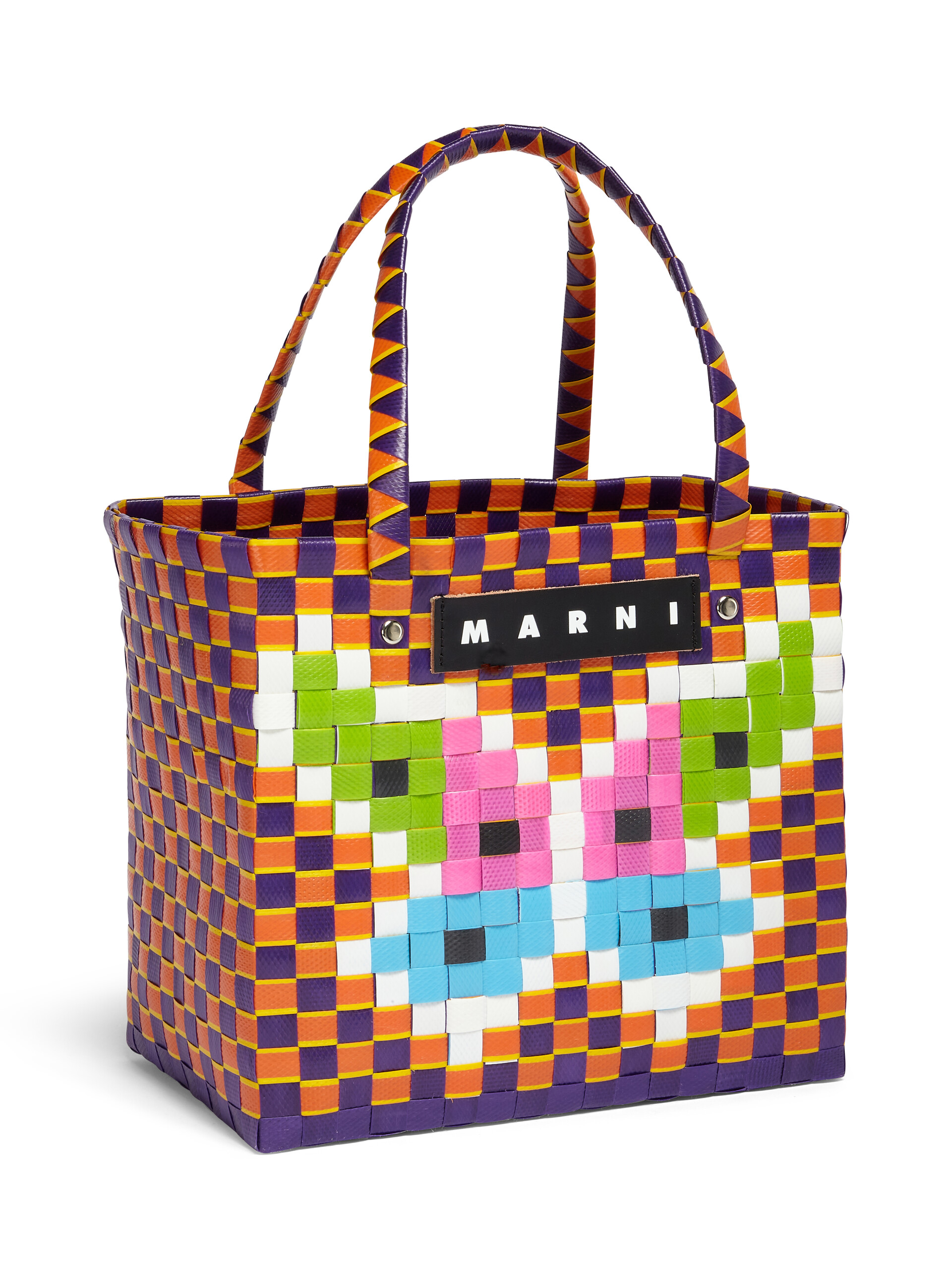 MARNI MARKET FLOWER MINI BASKET bag in orange butterfly motif