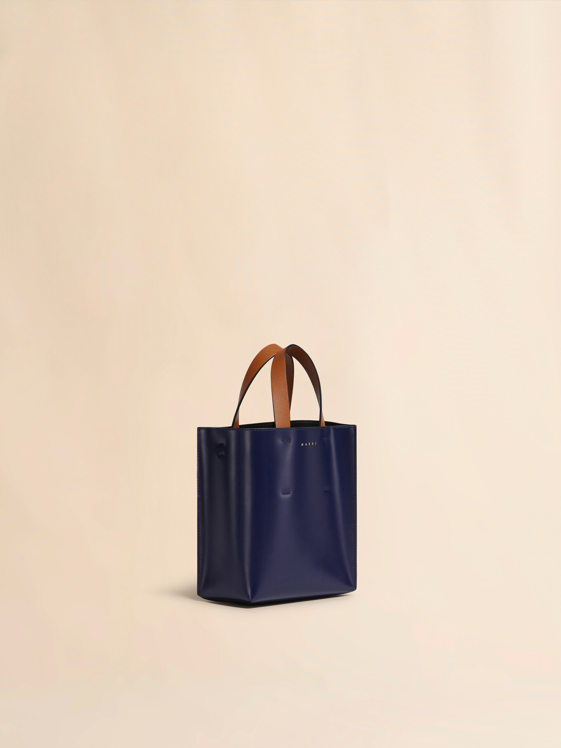 MUSEO bag mini in pelle blu e bianca - Borse shopping - Image 5