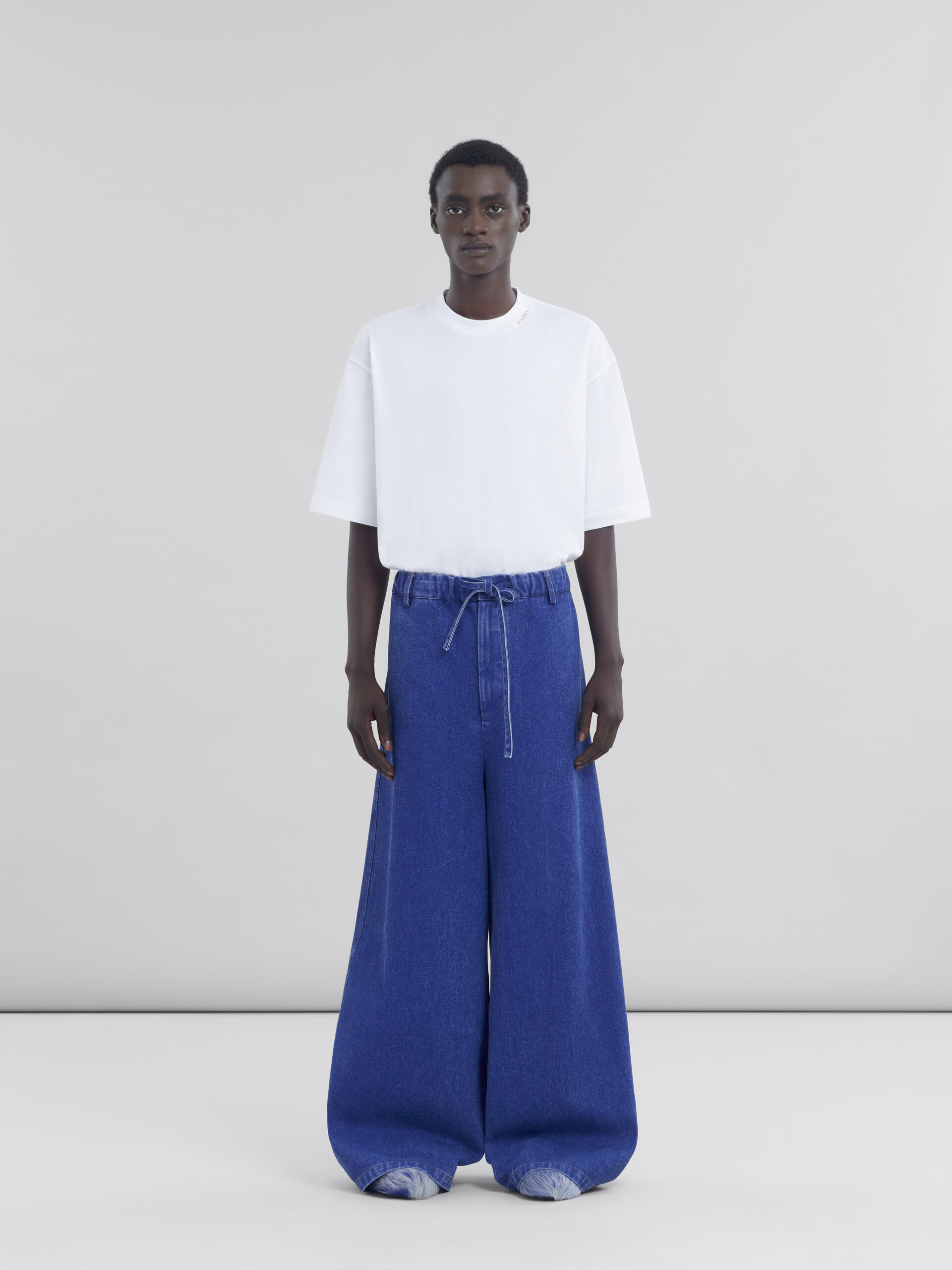 Pantaloni in denim blu con coulisse - Pantaloni - Image 2