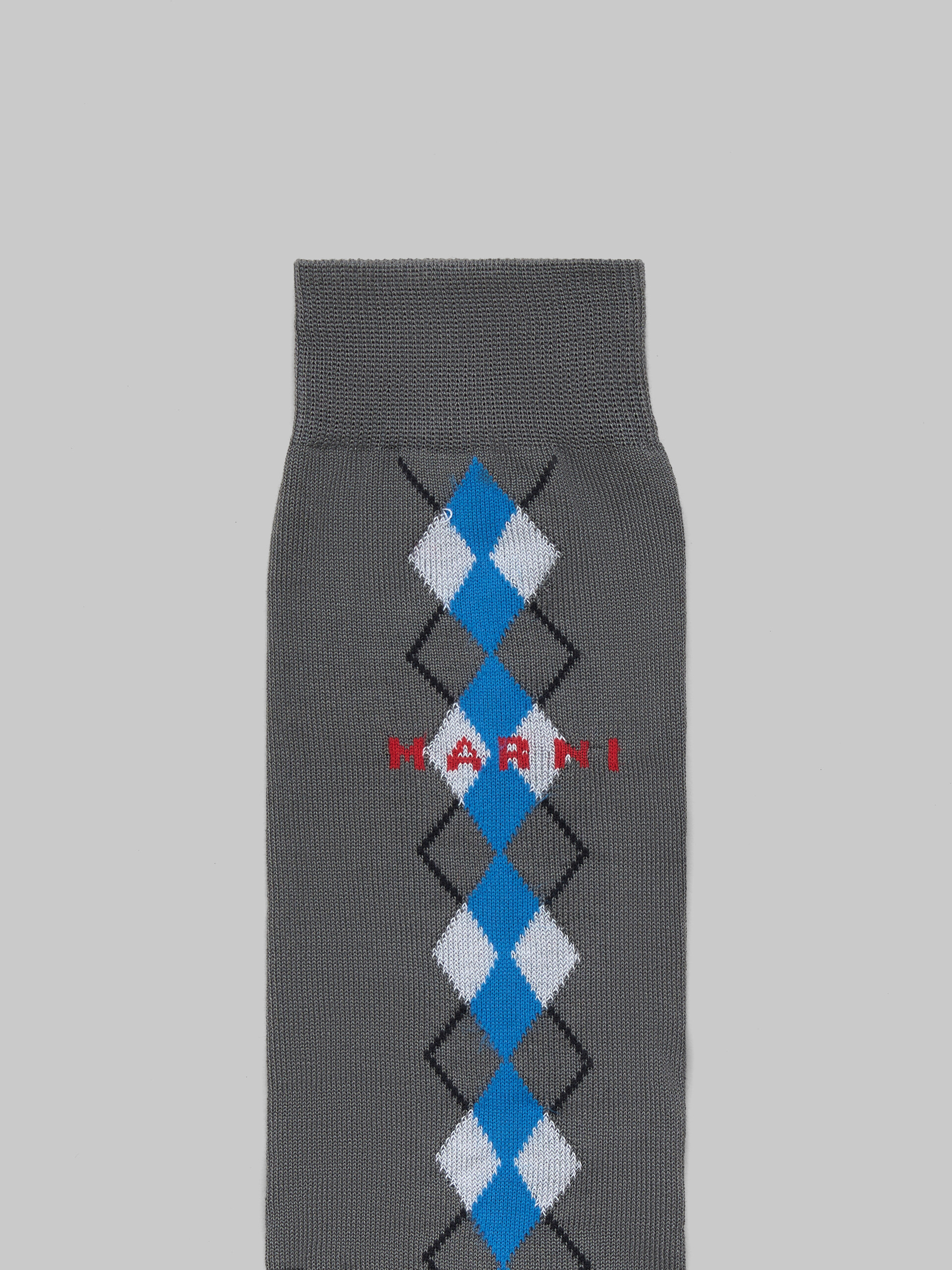 Calzini in cotone grigio con motivo Argyle - Calze - Image 3