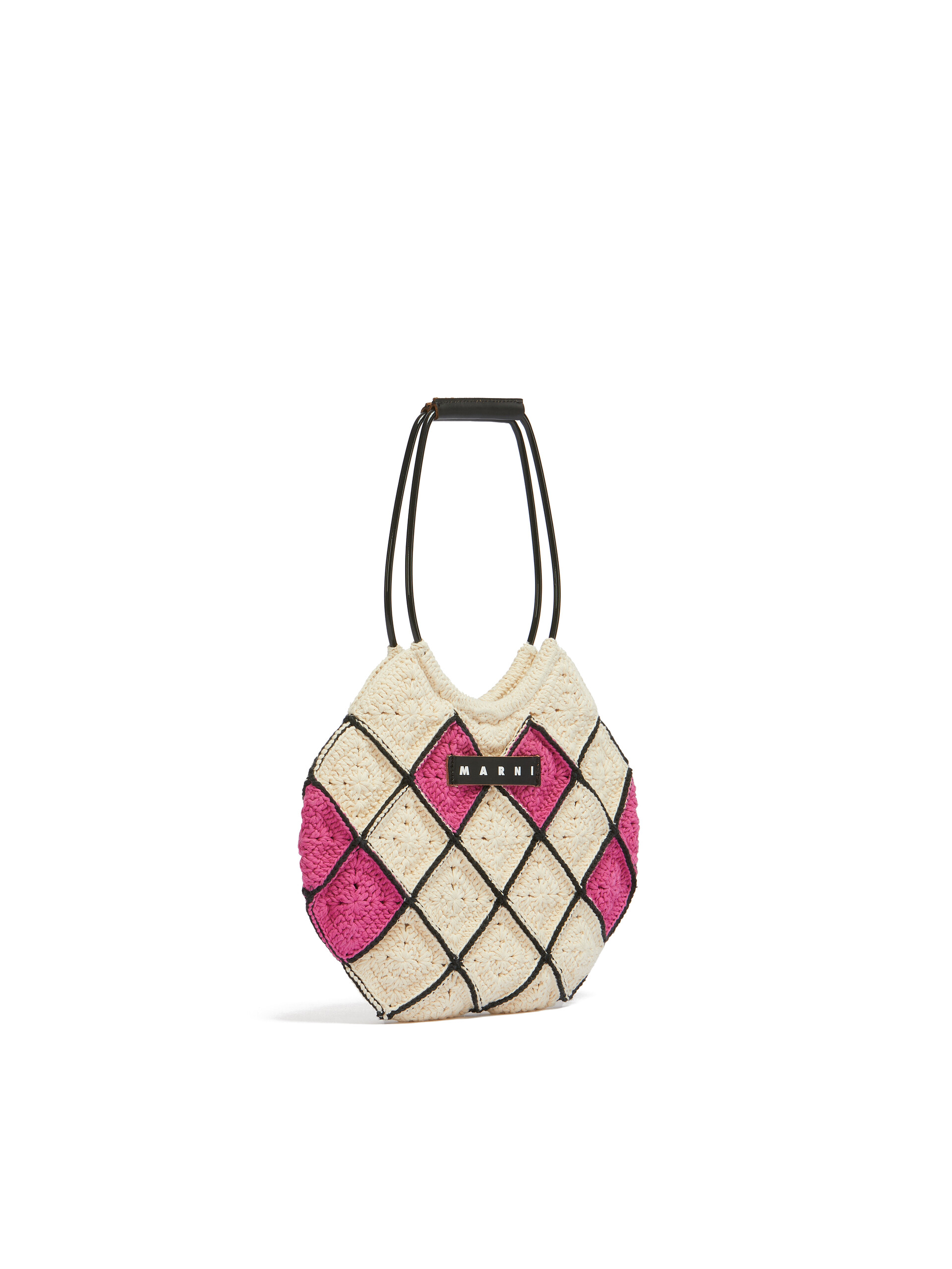 Borsa a mano MARNI MARKET in crochet a rombi bianchi - Borse shopping - Image 2