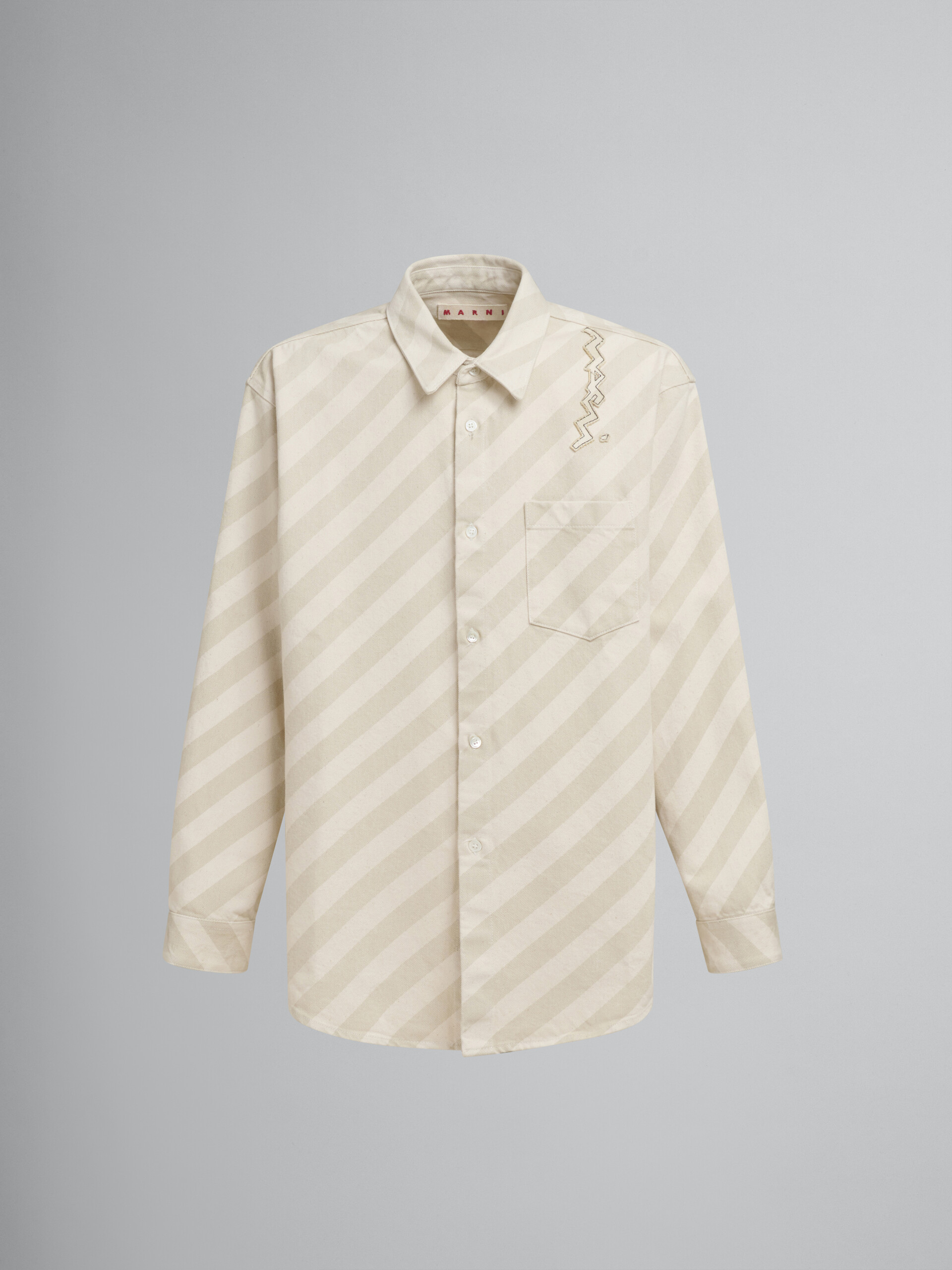 Camicia boxy in denim beige a righe - Camicie - Image 1