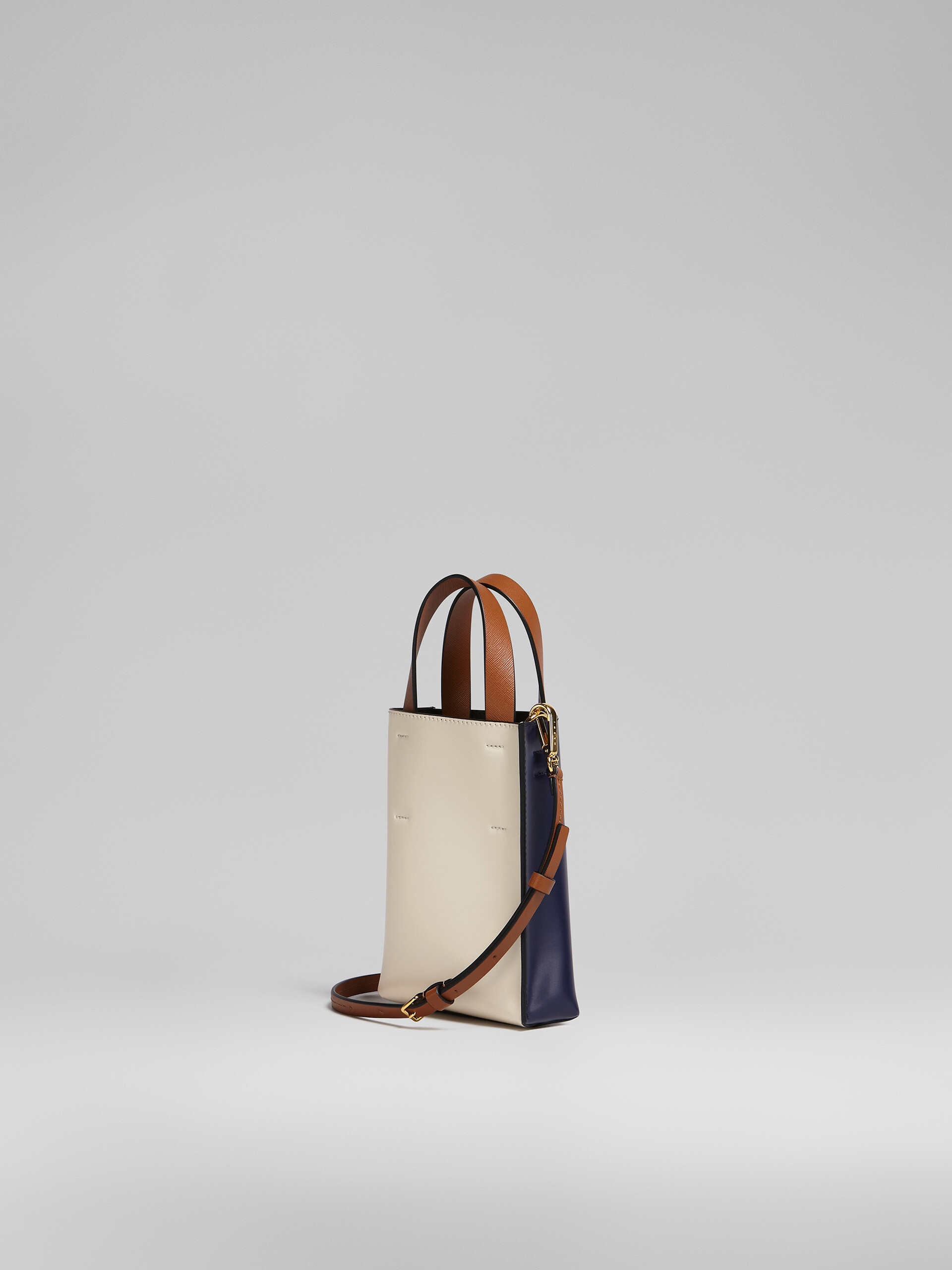 MUSEO nano bag in blue and white leather