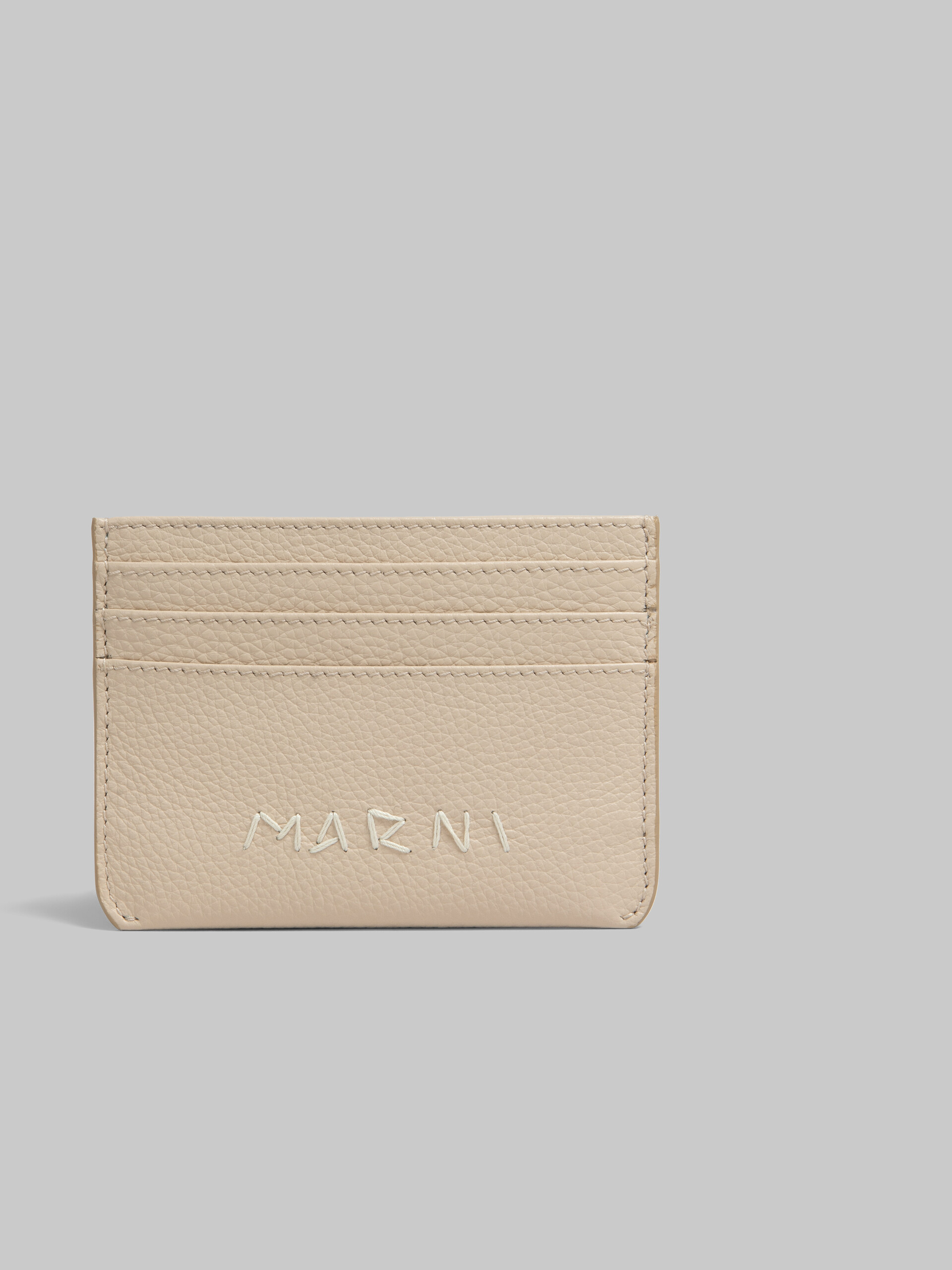 Beige leather cardholder with Marni mending - Wallets - Image 4