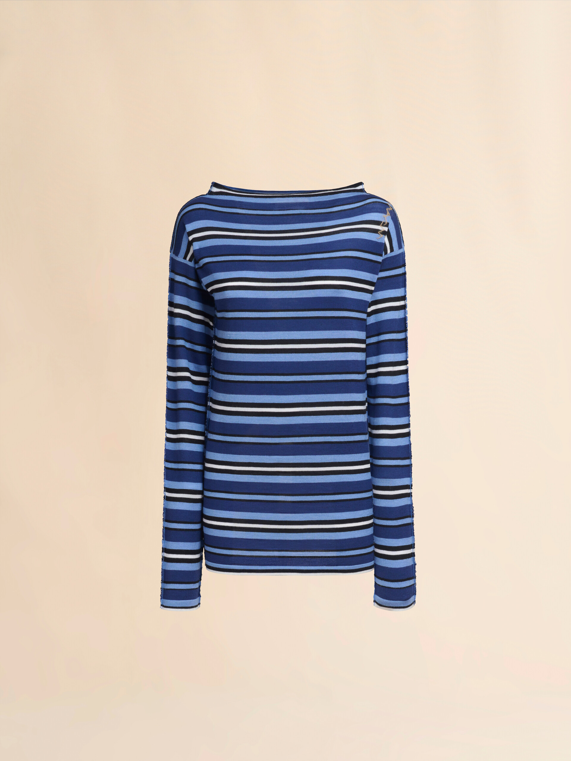 Maglione a righe blu con retro a contrasto - Pullover - Image 1