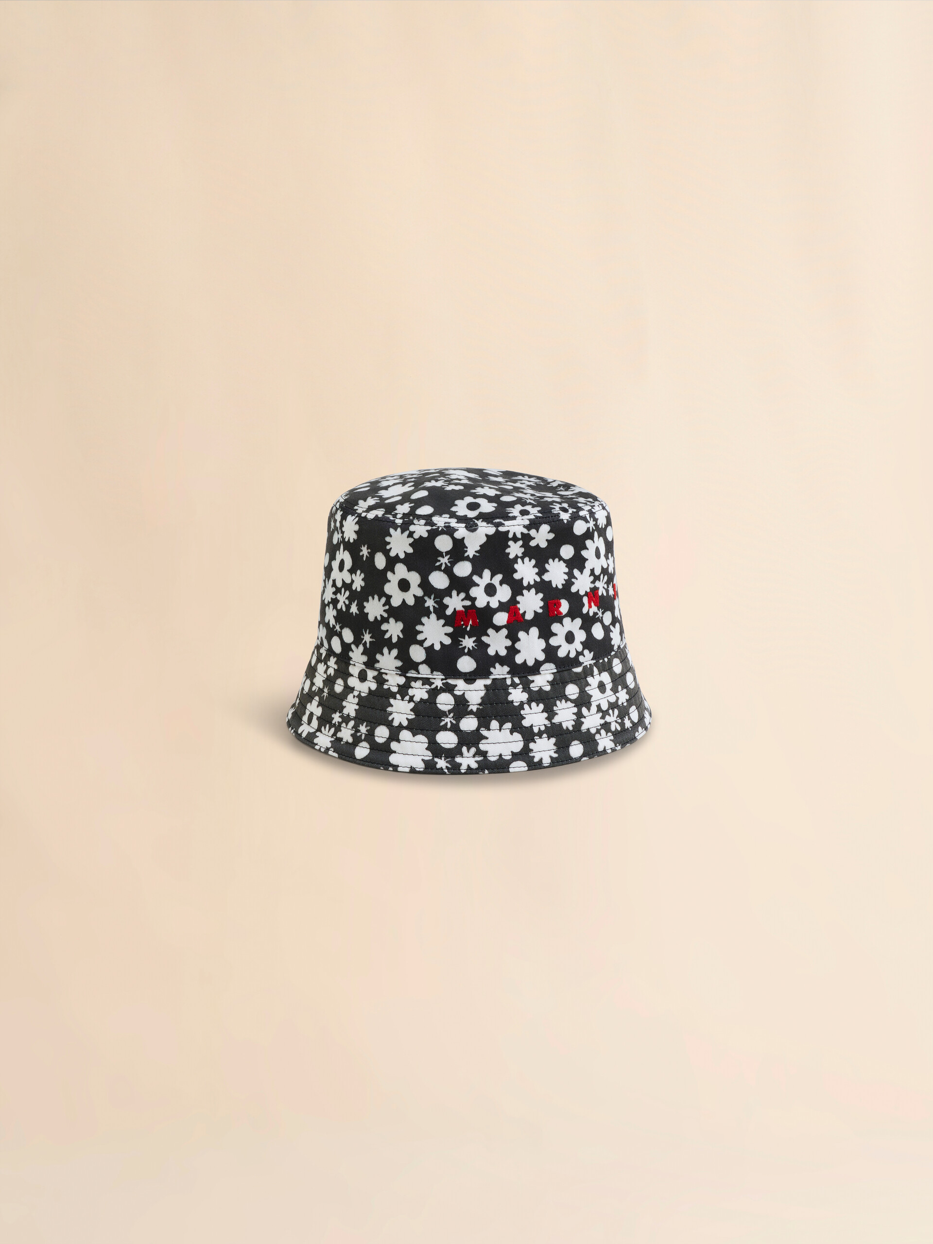 Cappello bucket in cotone con motivo Pop Fields bianco e nero - Cappelli - Image 1