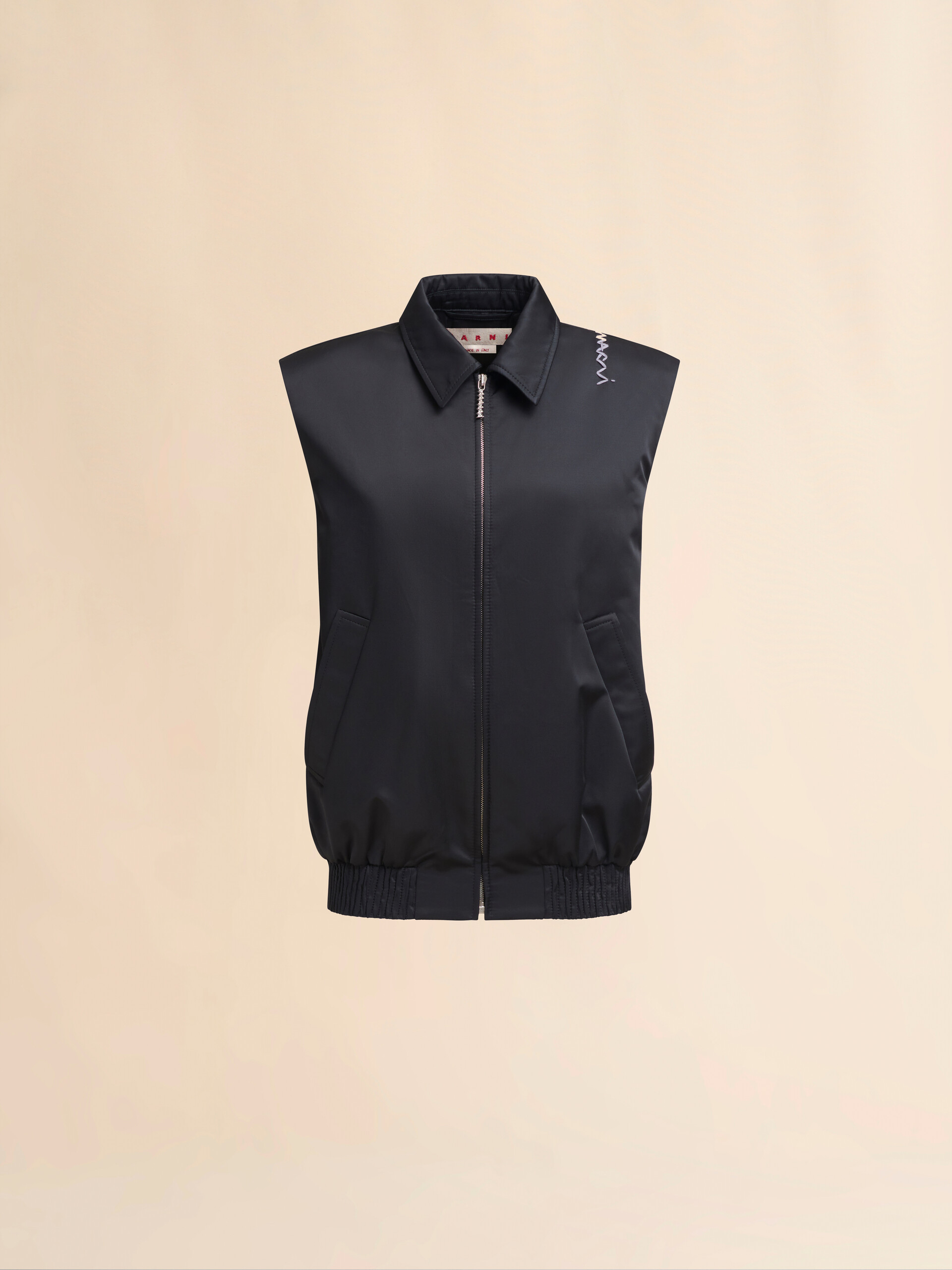 Gilet in taffetà nero con ricamo Marni Symbol - Gilet - Image 1