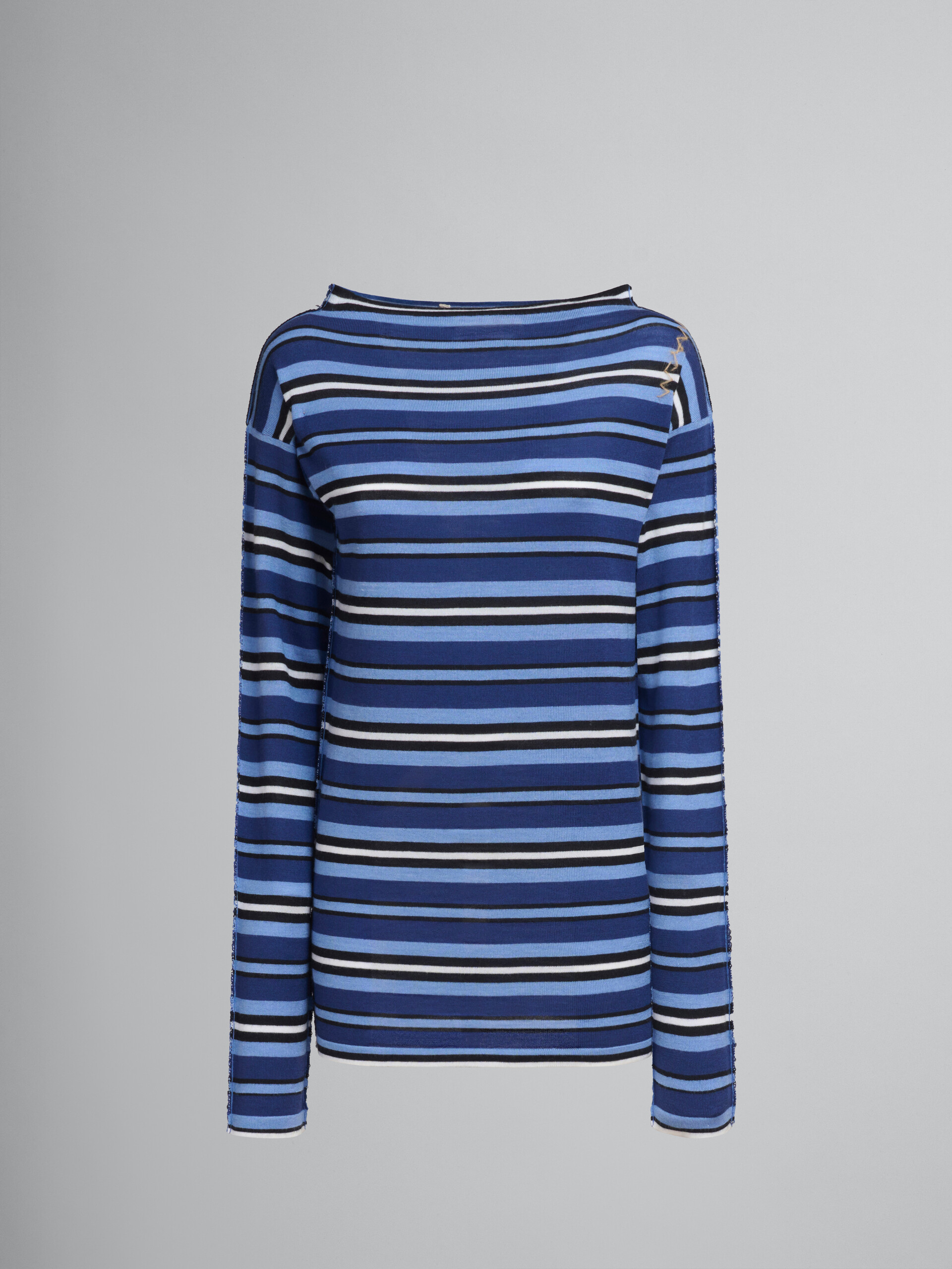 Maglione a righe blu con retro a contrasto - Pullover - Image 1