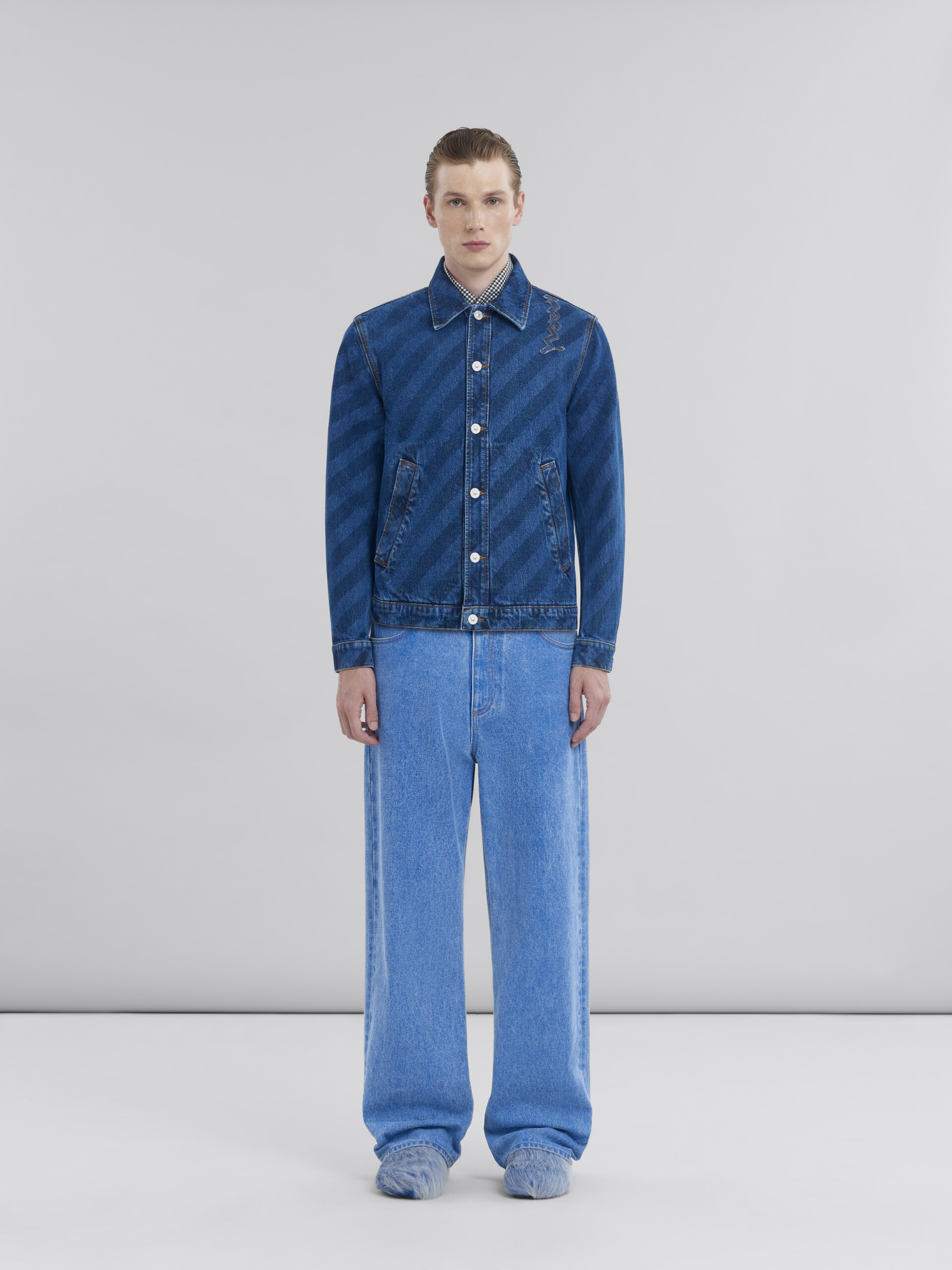 Giacca in denim blu a righe - Giacche - Image 2