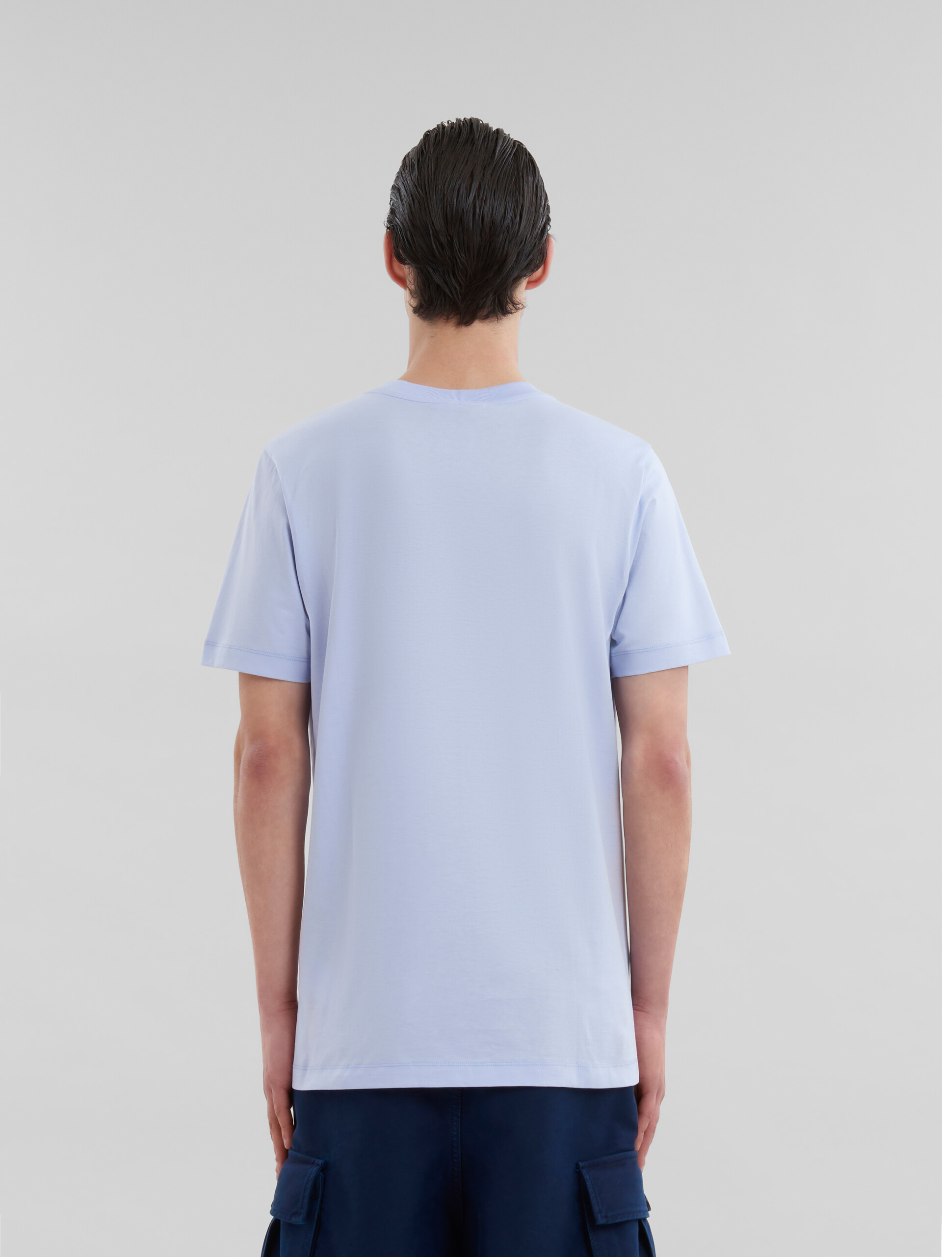 Deep blue organic cotton T-shirt with mini Marni logo - Shirts - Image 3