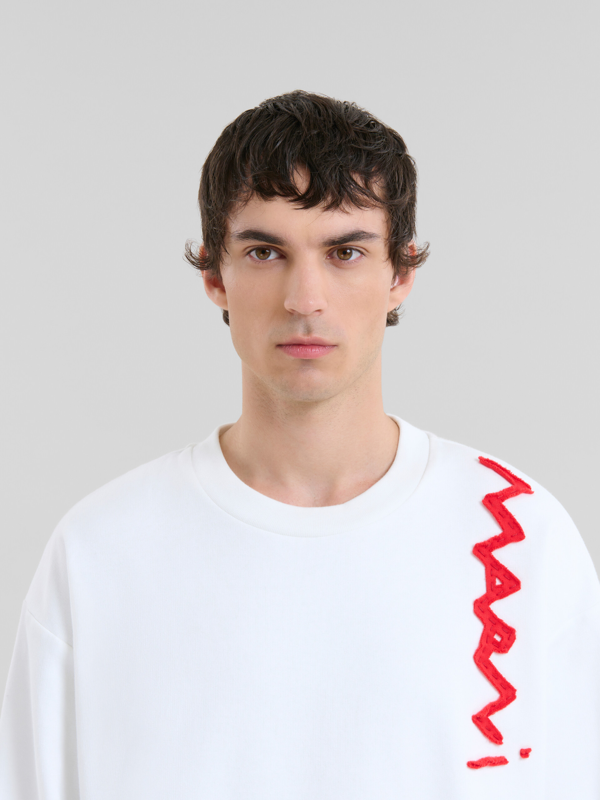 White cotton sweatshirt with Marni Mending logo - Sweaters - Image 4