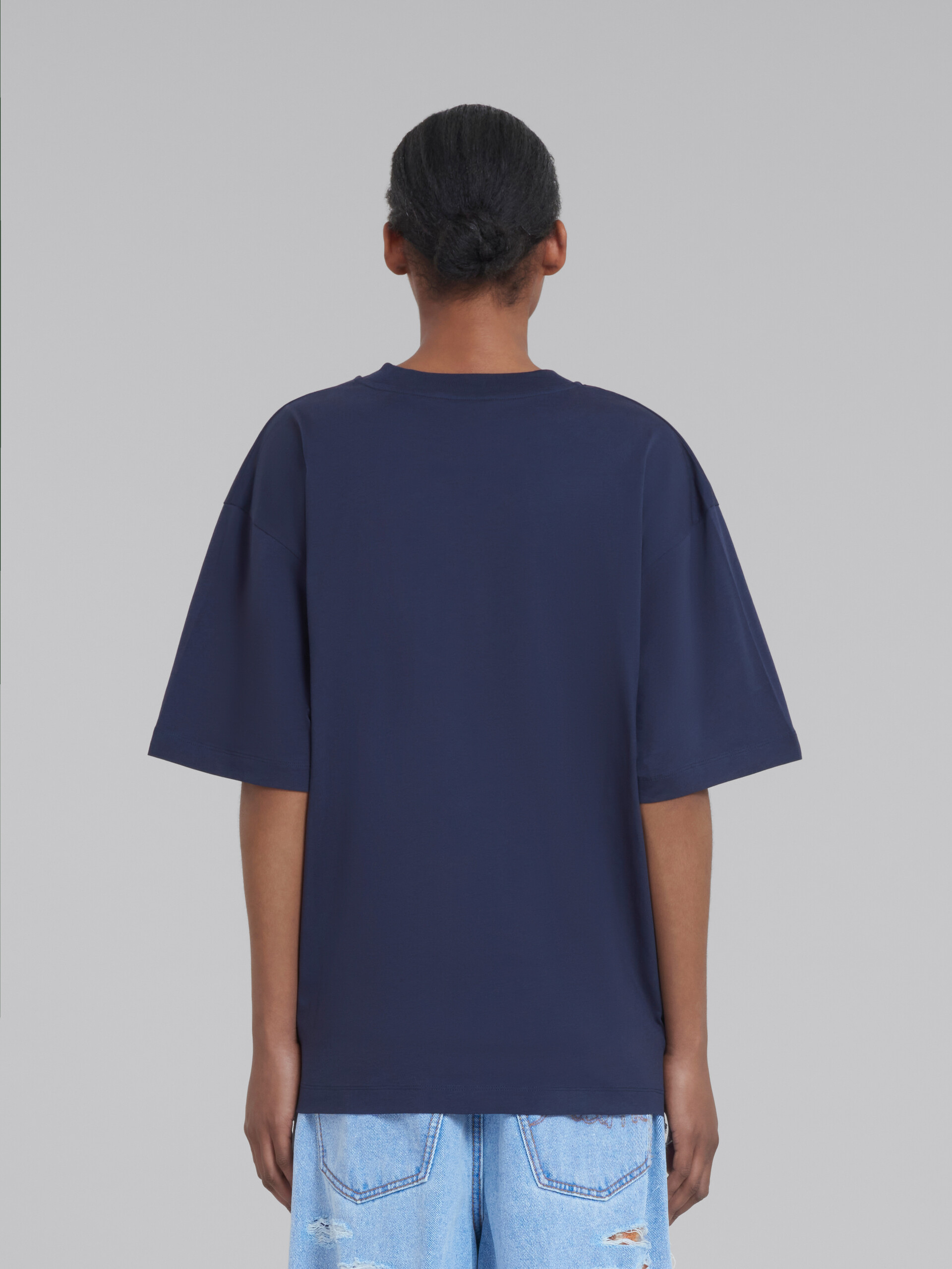Blaues T-Shirt aus Bio-Baumwolle mit Logo | Marni