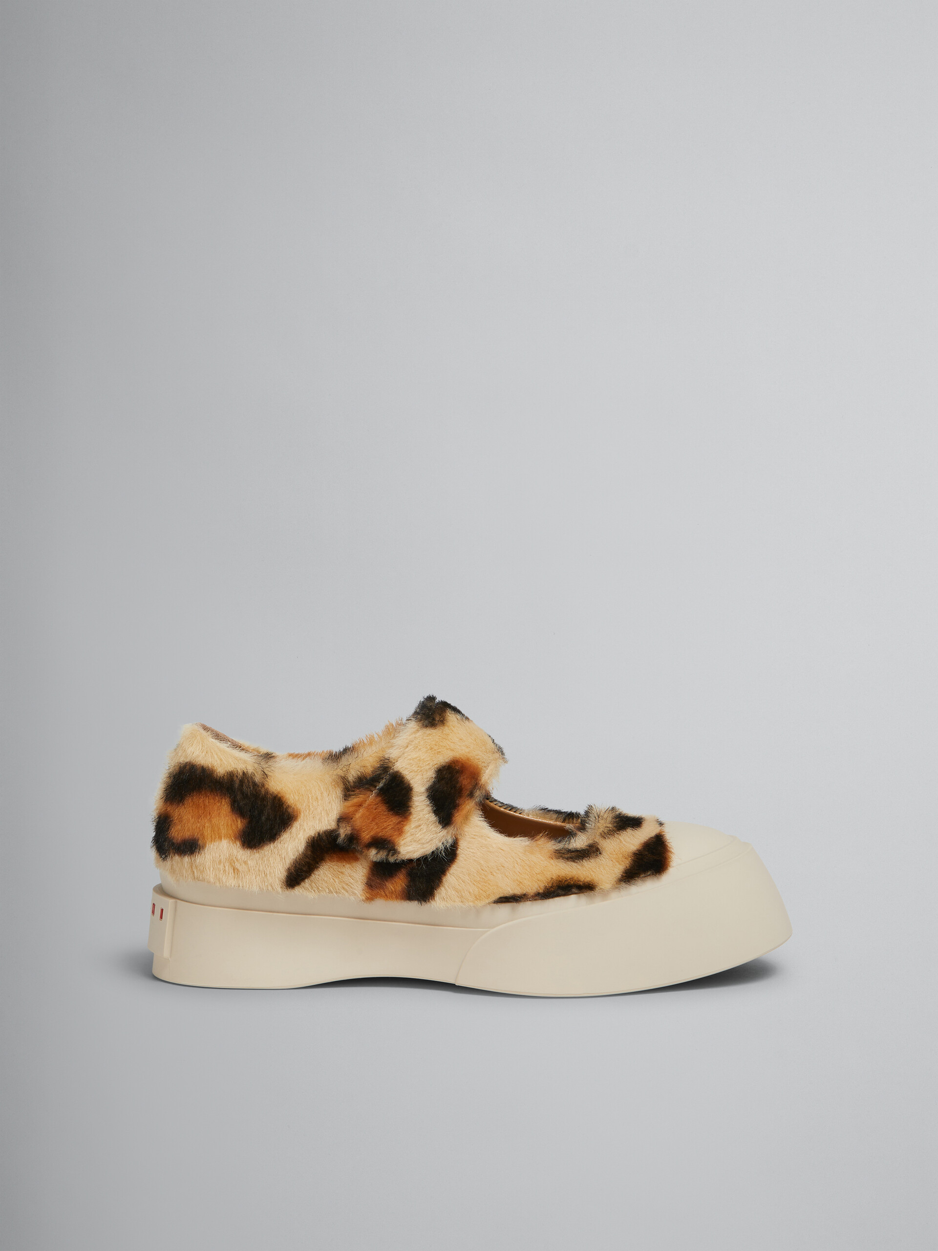 Sneaker Mary Jane in shearling giallo con stampa animalier - Sneakers - Image 1